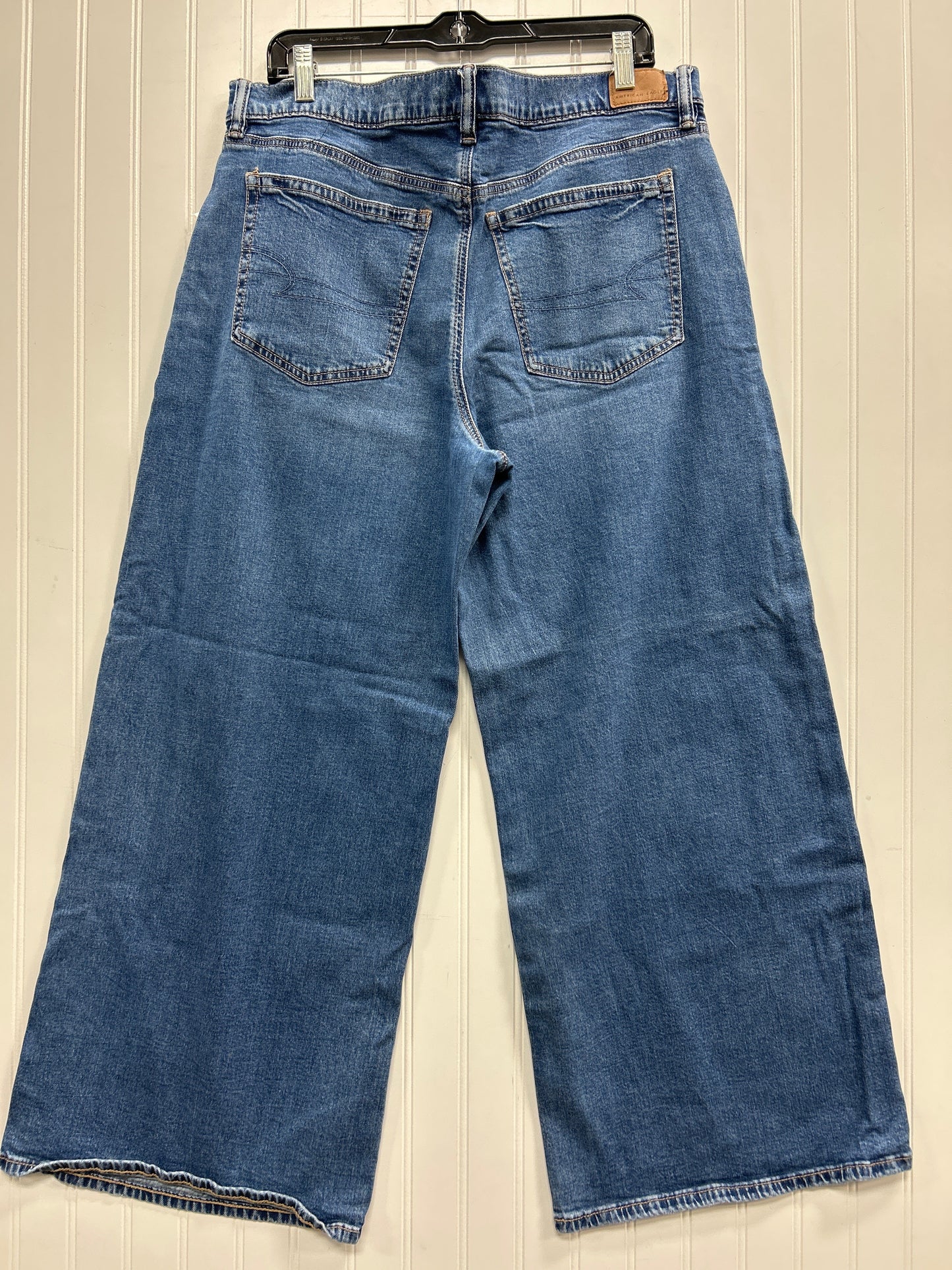 Jeans Wide Leg By American Eagle In Blue Denim, Size:14