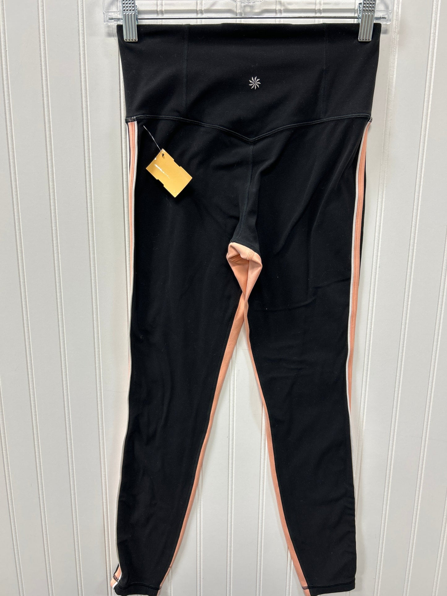 Athletic Leggings By Athleta In Black & Orange, Size:S