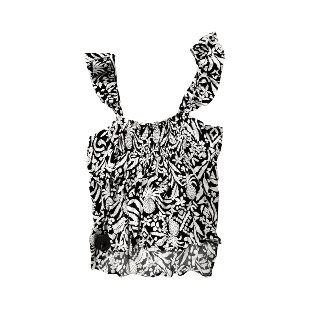 Top Sleeveless By Loft In Black & White, Size:S