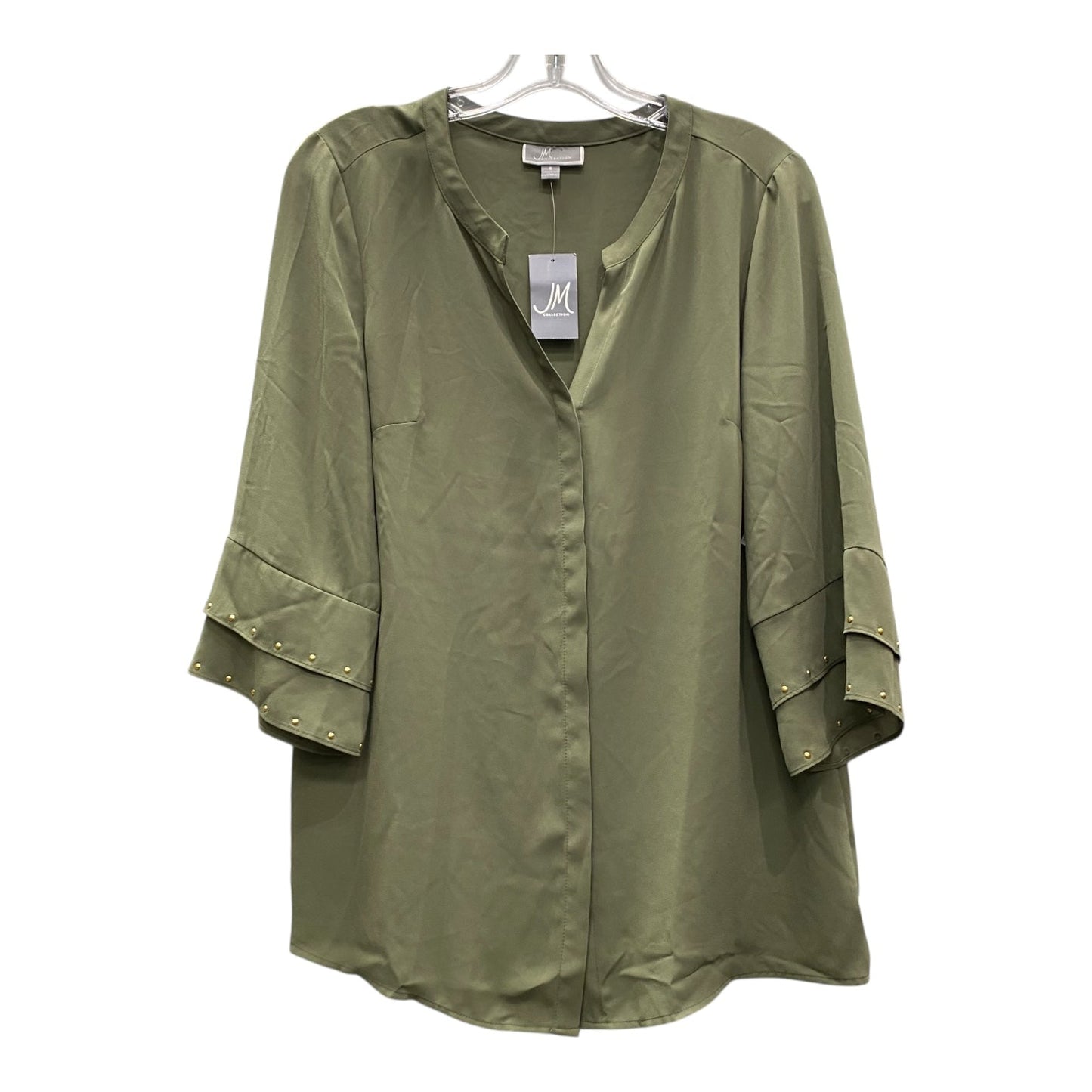 Top 3/4 Sleeve By Jm Collections In Green, Size:S