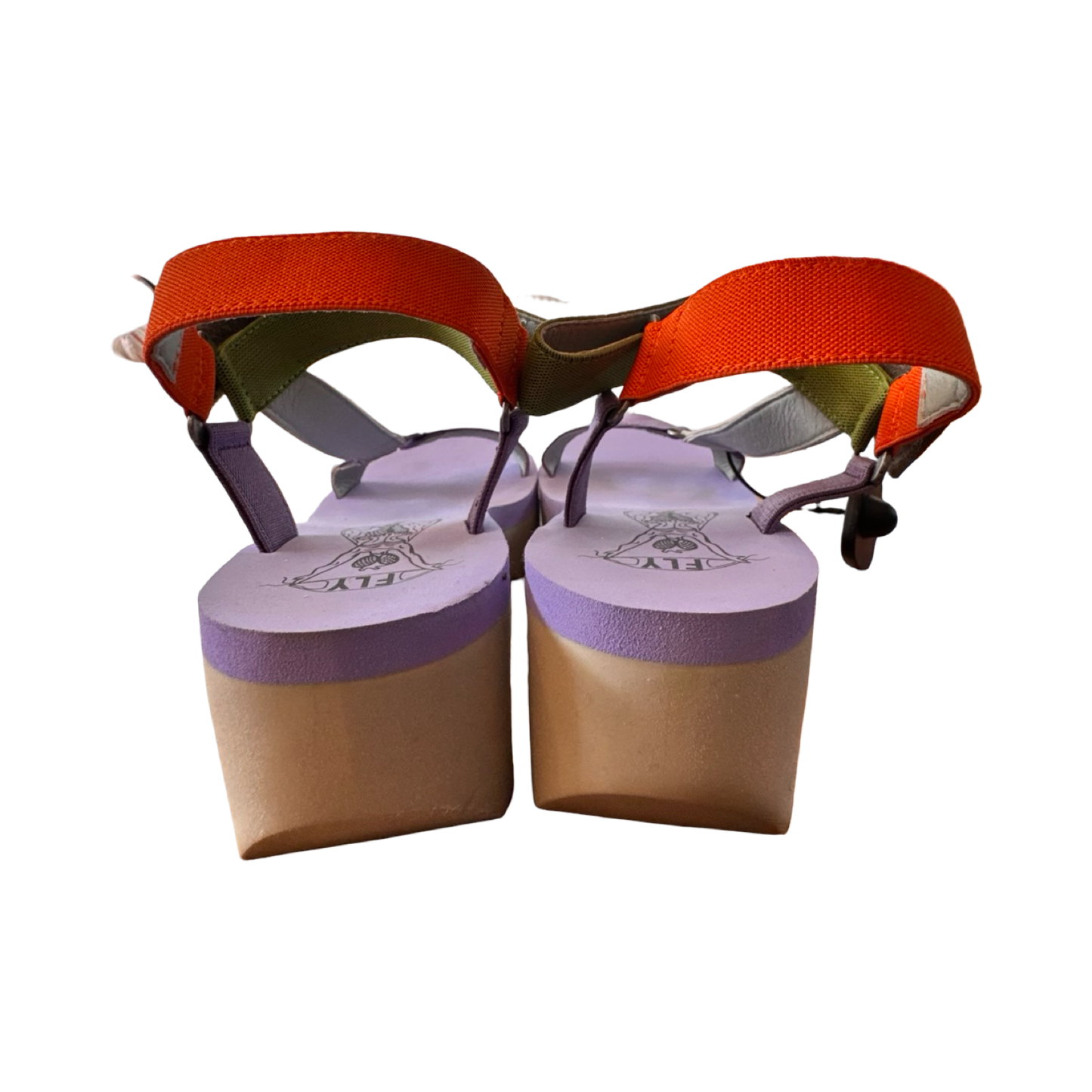 Sandals Heels Block By Fly London In Multi, Size:9