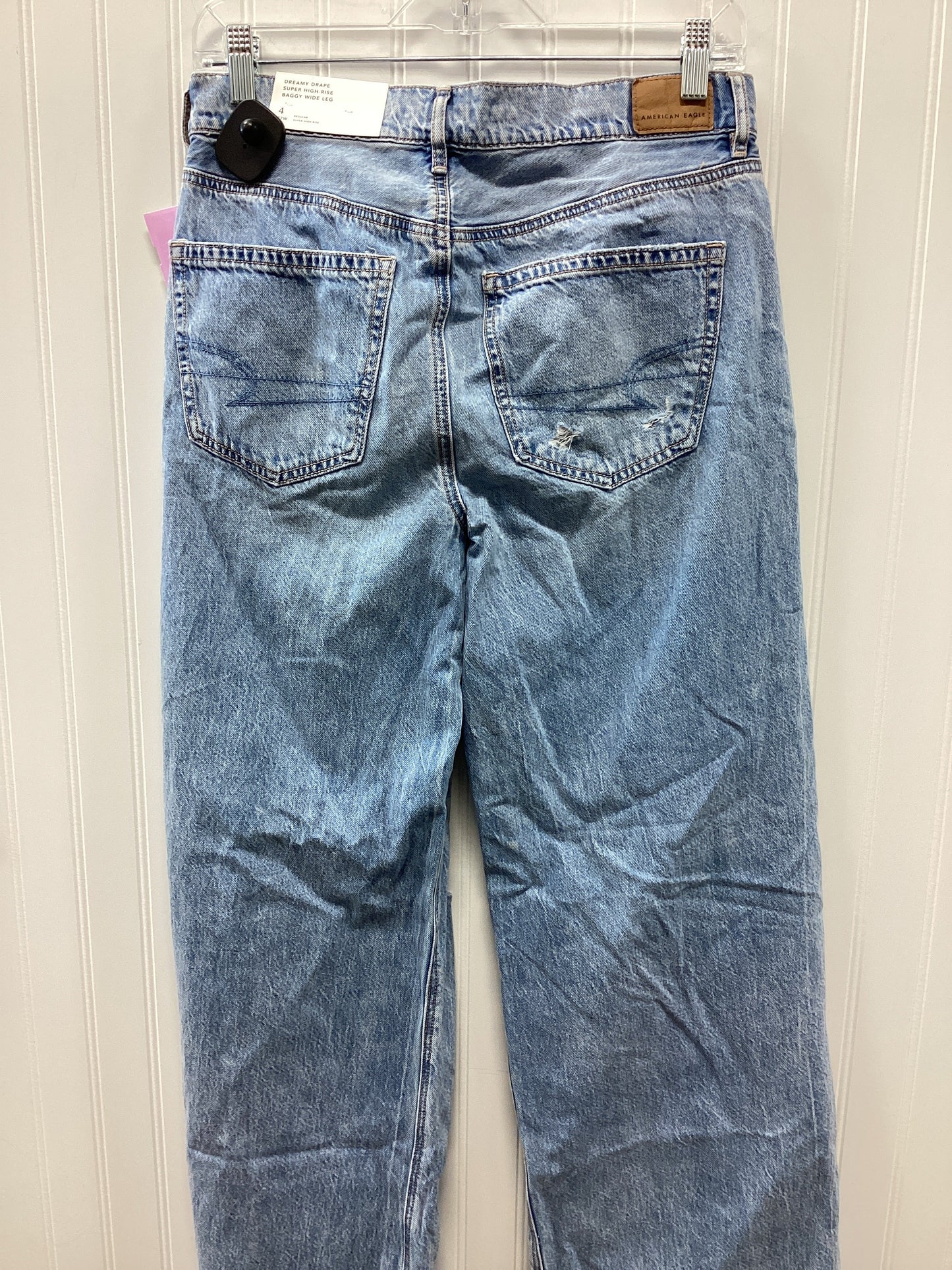Jeans Wide Leg By American Eagle In Blue Denim, Size:4