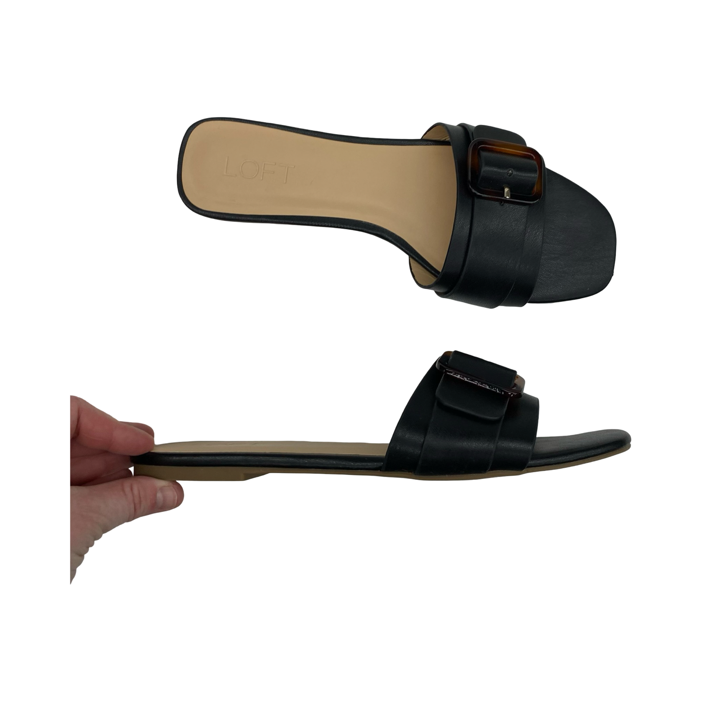Sandals Flats By Loft In Black, Size:8