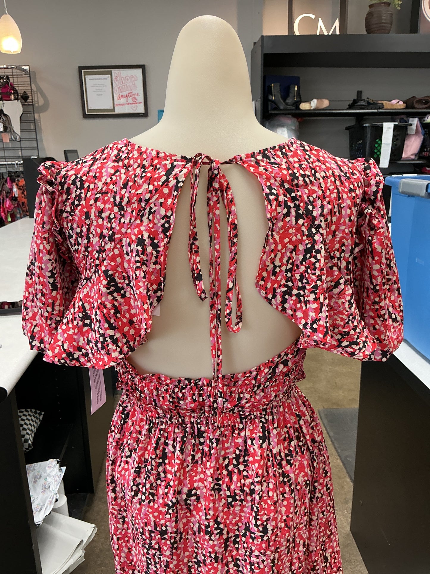 Dress Casual Short By Topshop In Black & Red, Size:2