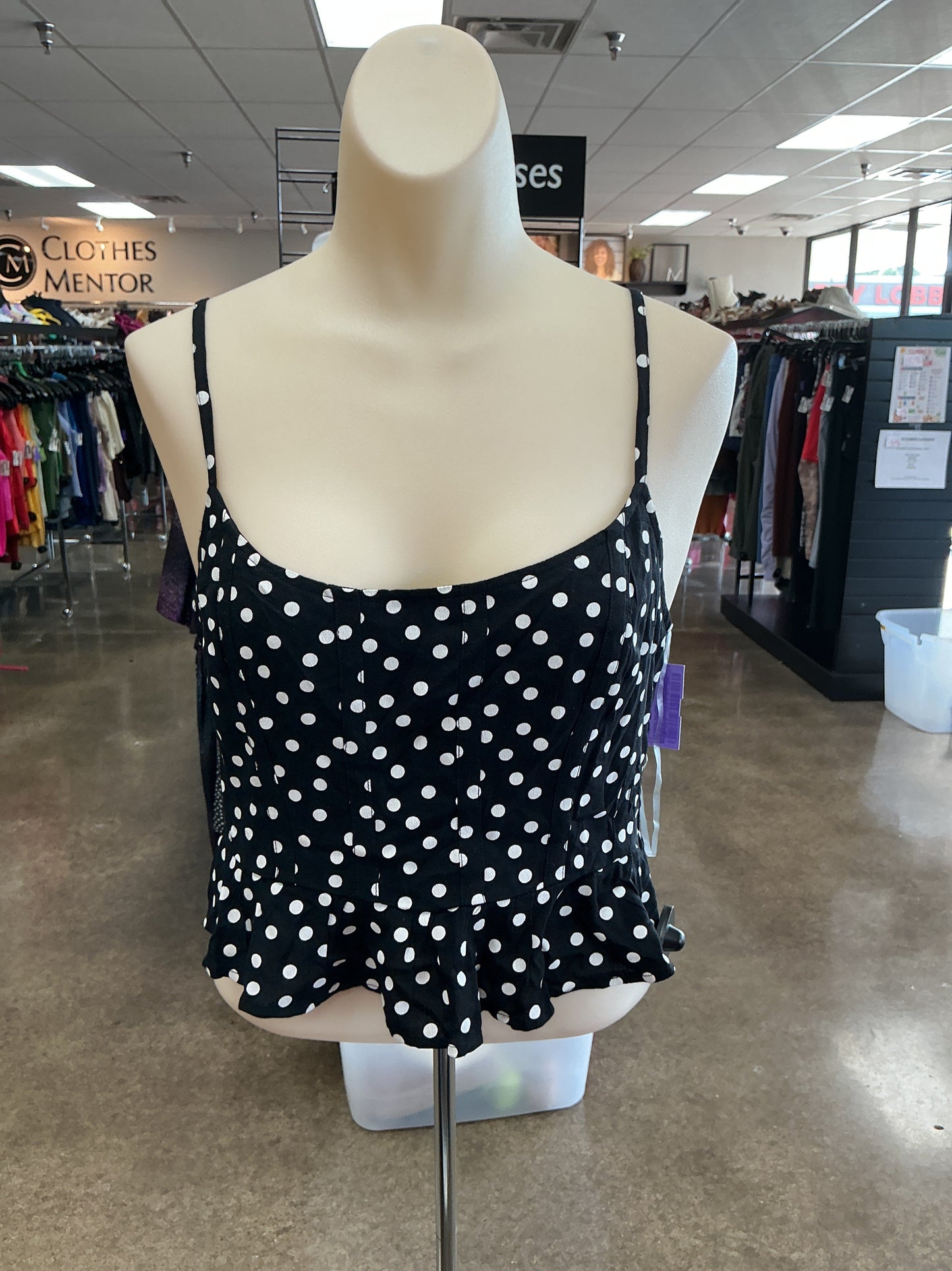 Top Sleeveless By American Eagle In Polkadot Pattern, Size:M