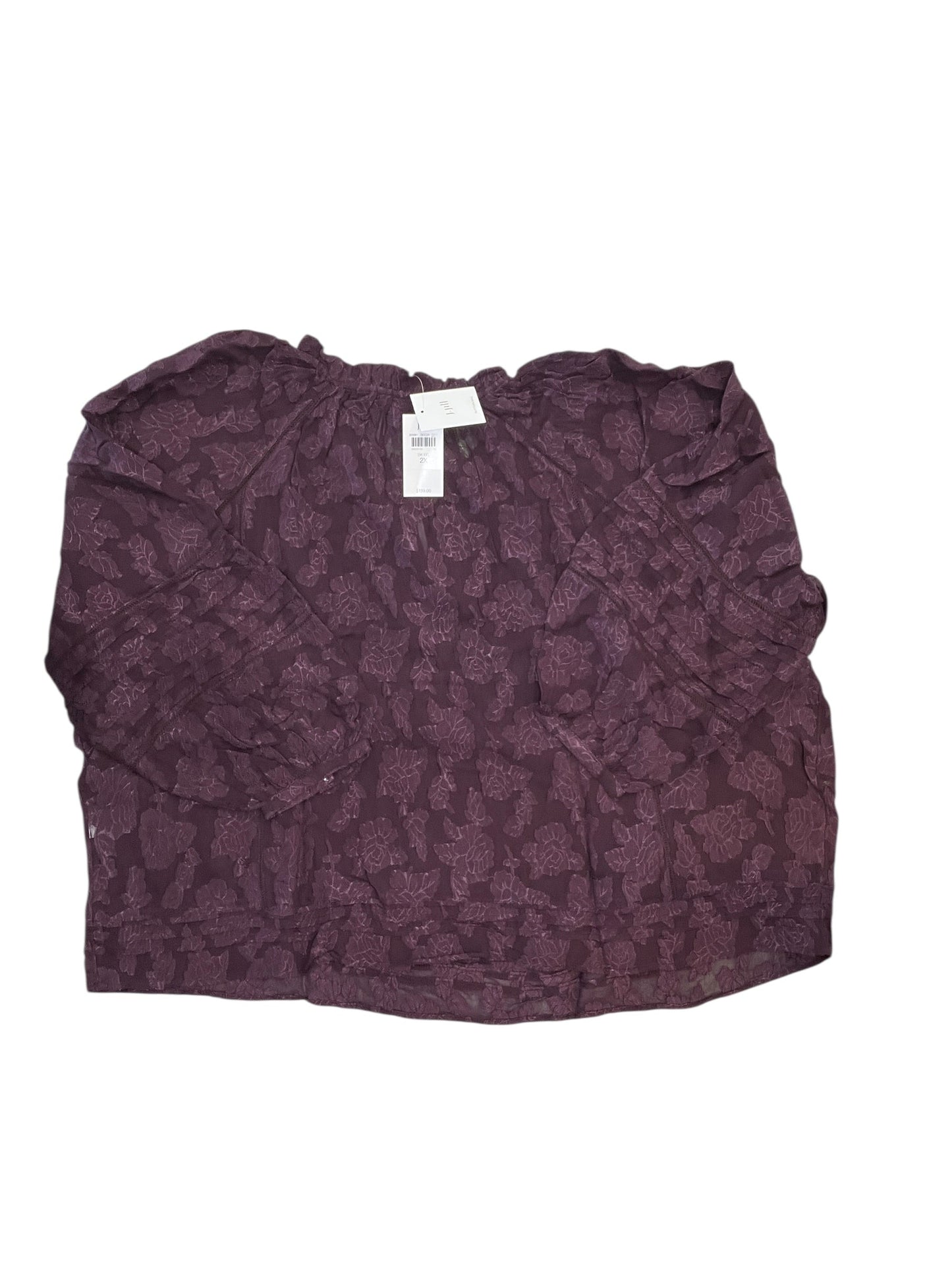 Blouse Ls By J. Jill In Purple, Size:2X