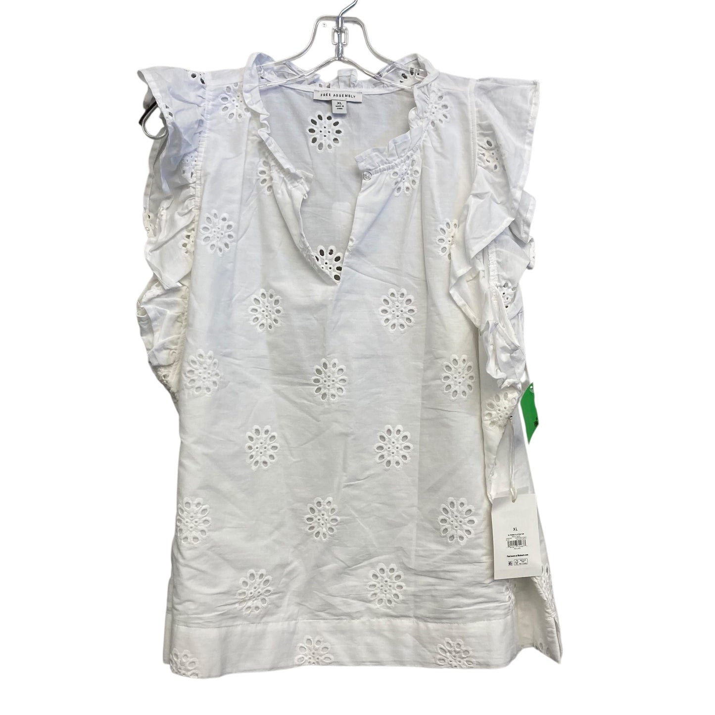 Top Sleeveless By Free Assembly In White, Size:Xl