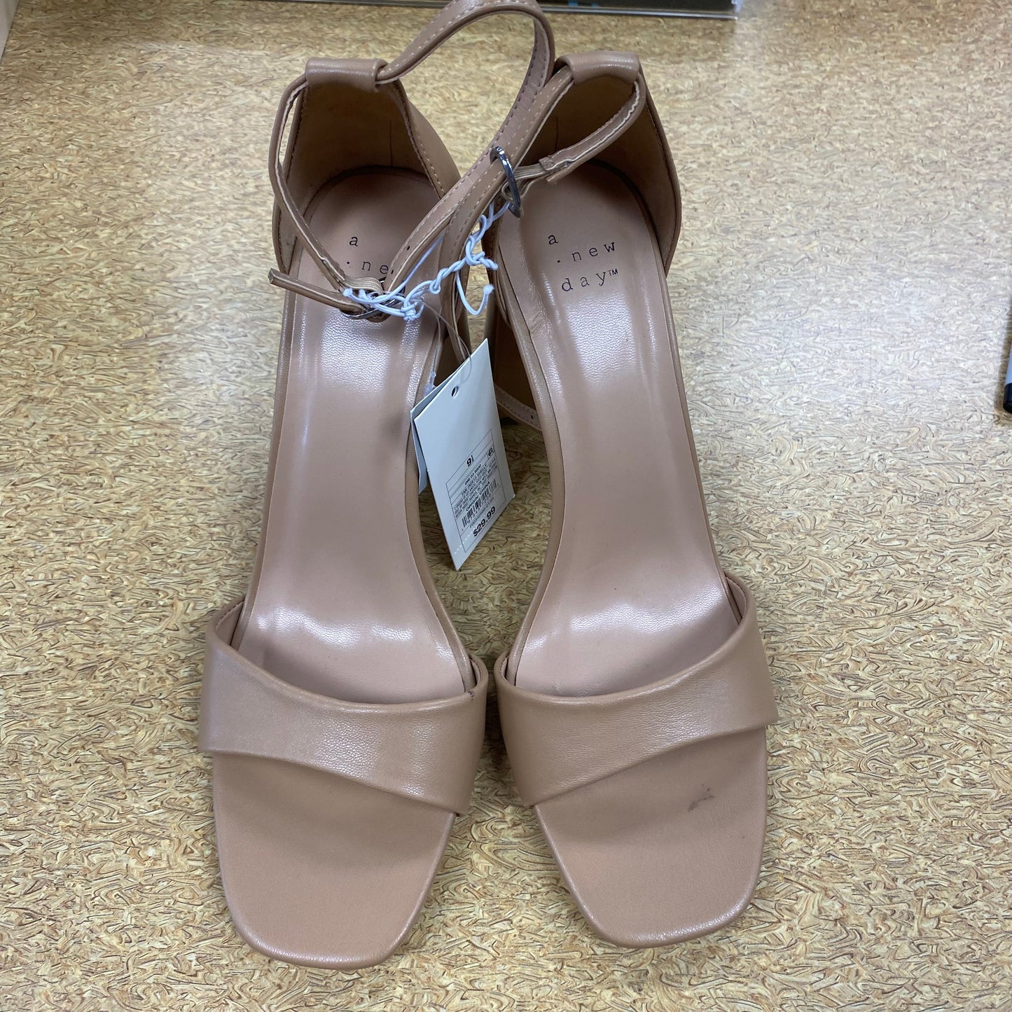 Sandals Heels Block By A New Day In Tan, Size:9.5