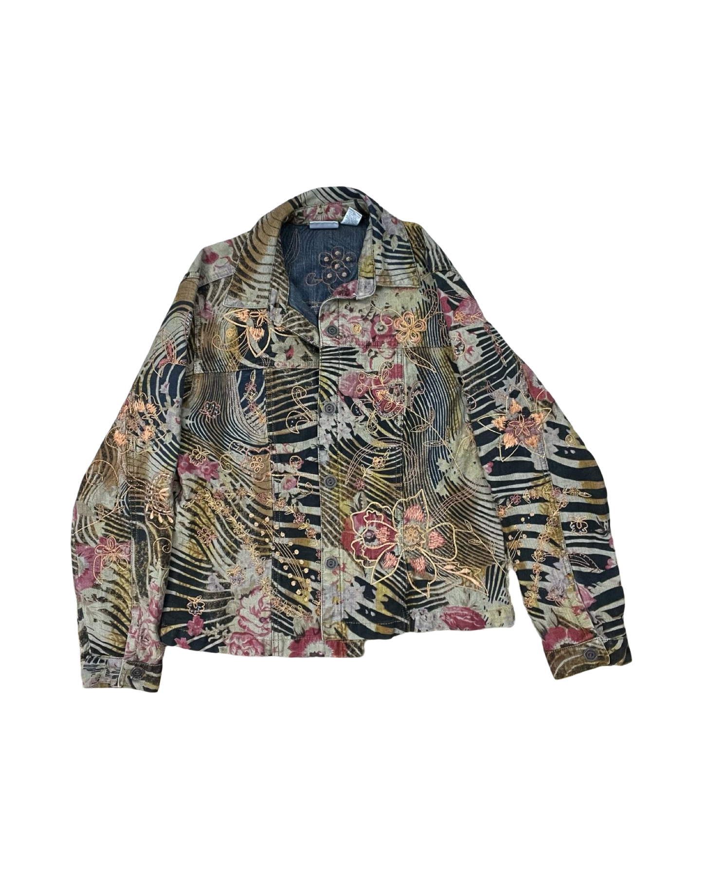 Jacket Denim By Chicos In Black & Tan, Size:M