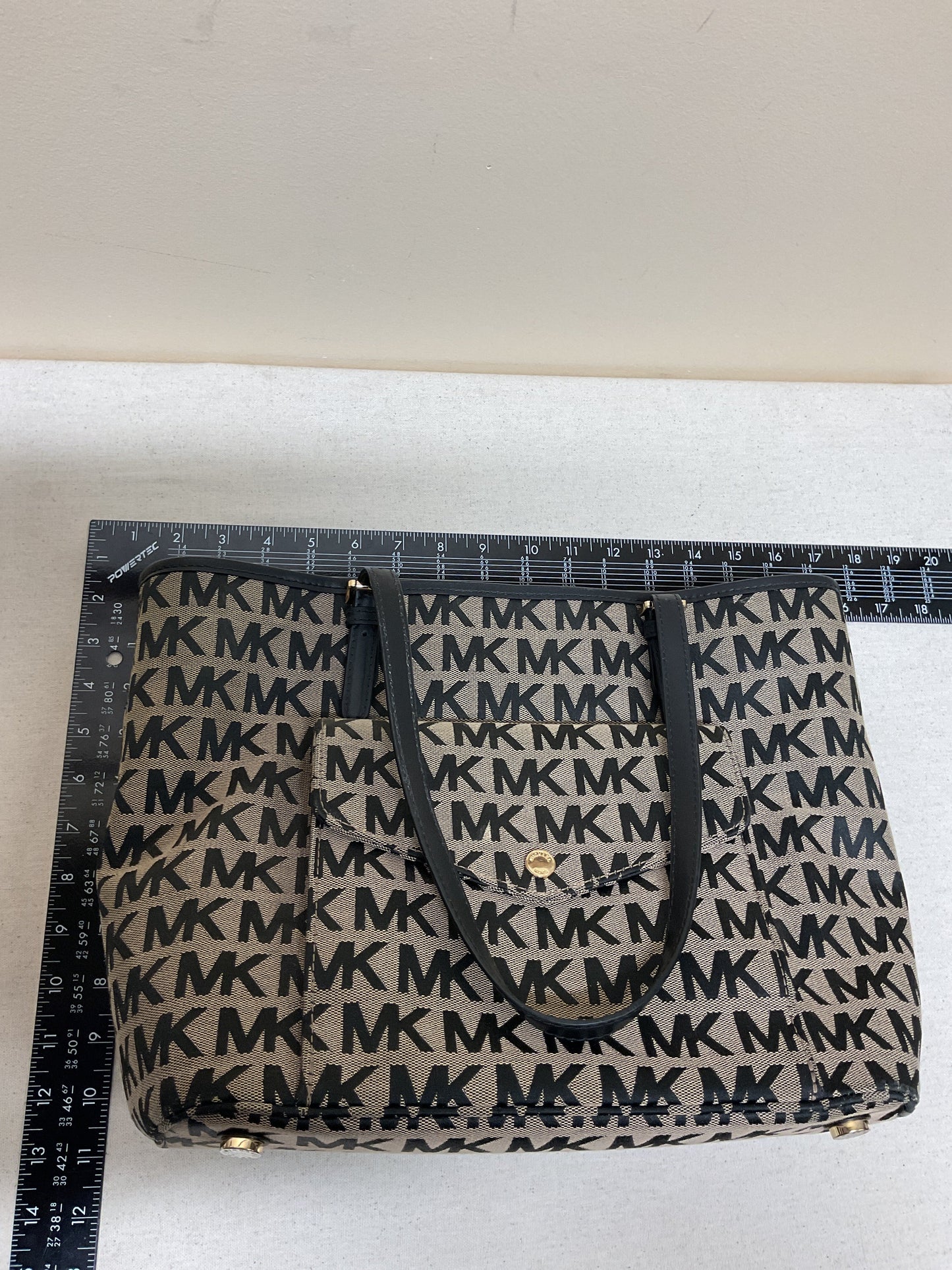 Handbag Designer By Michael Kors In Black & Tan, Size:Large