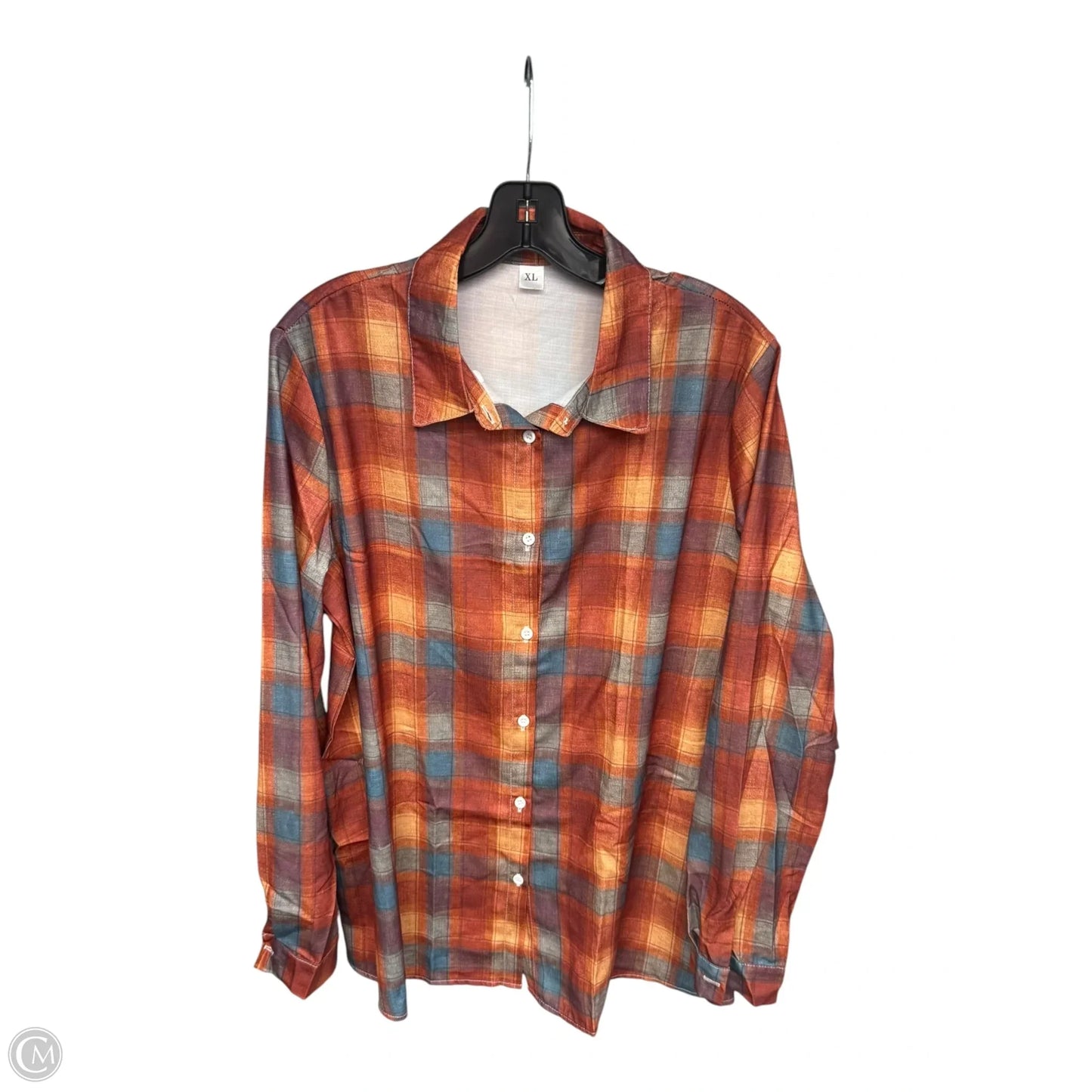Top Long Sleeve By Clothes Mentor In Plaid Pattern, Size: Xl