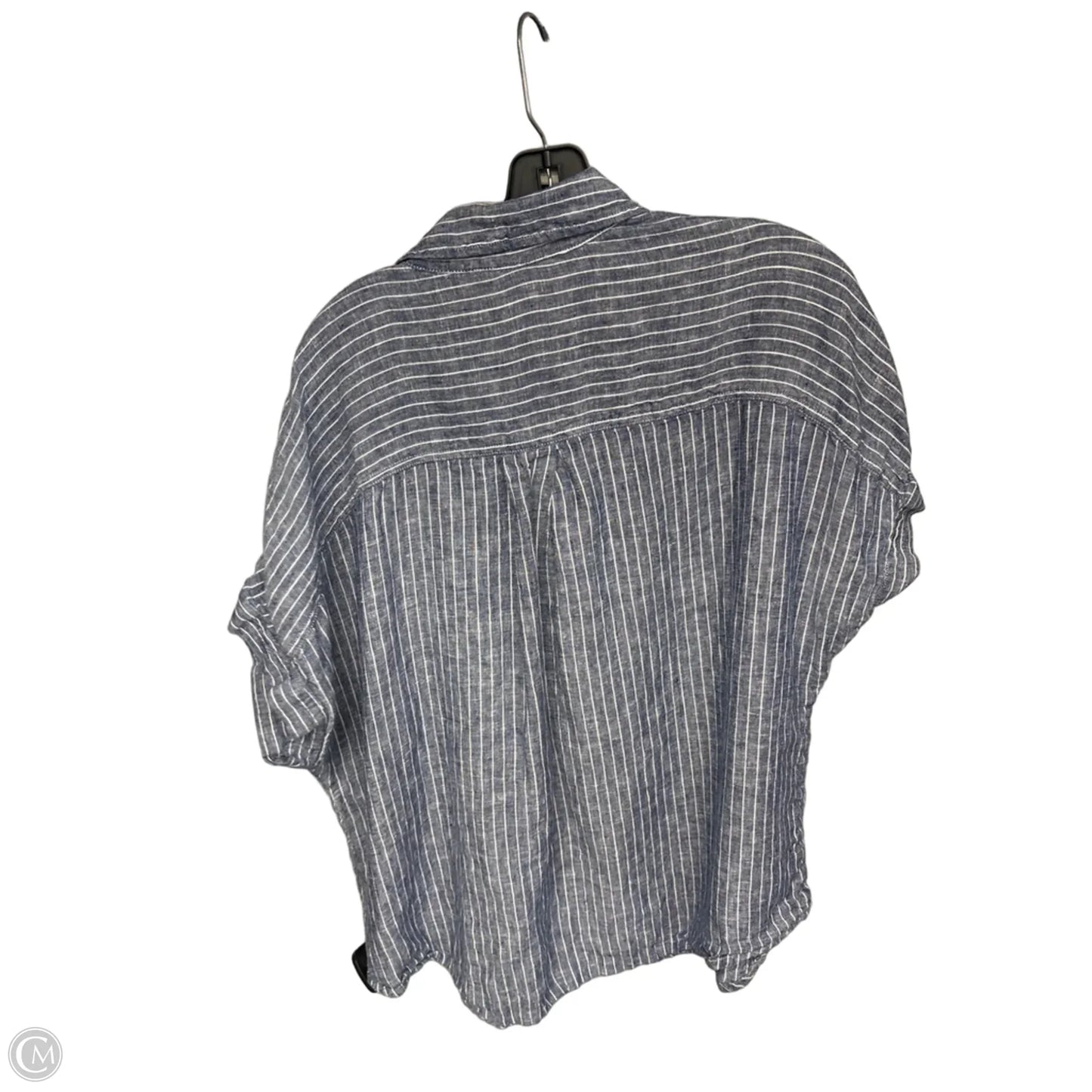 Top Short Sleeve By Quince In Blue & White, Size: Xl