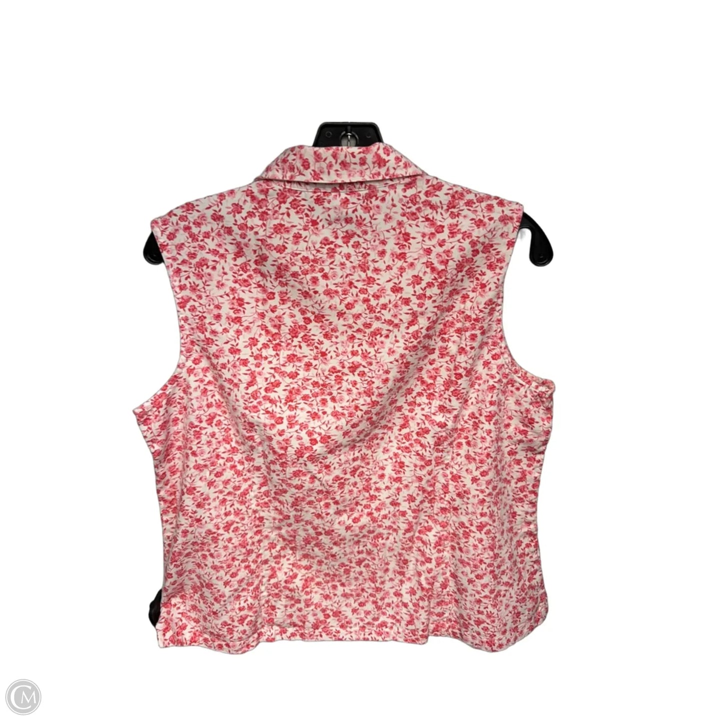 Top Sleeveless By Van Heusen In Red & White, Size: L