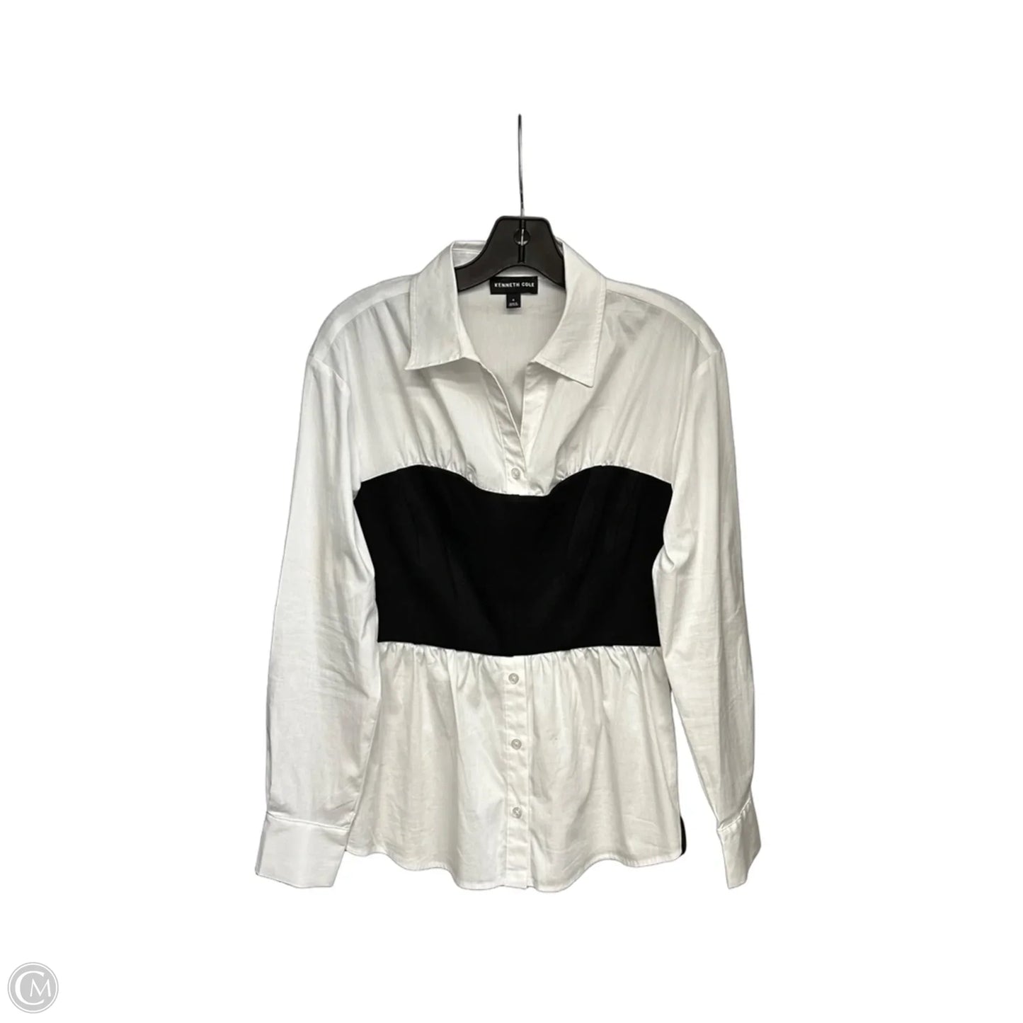 Top Long Sleeve By Kenneth Cole In Black & White, Size: S