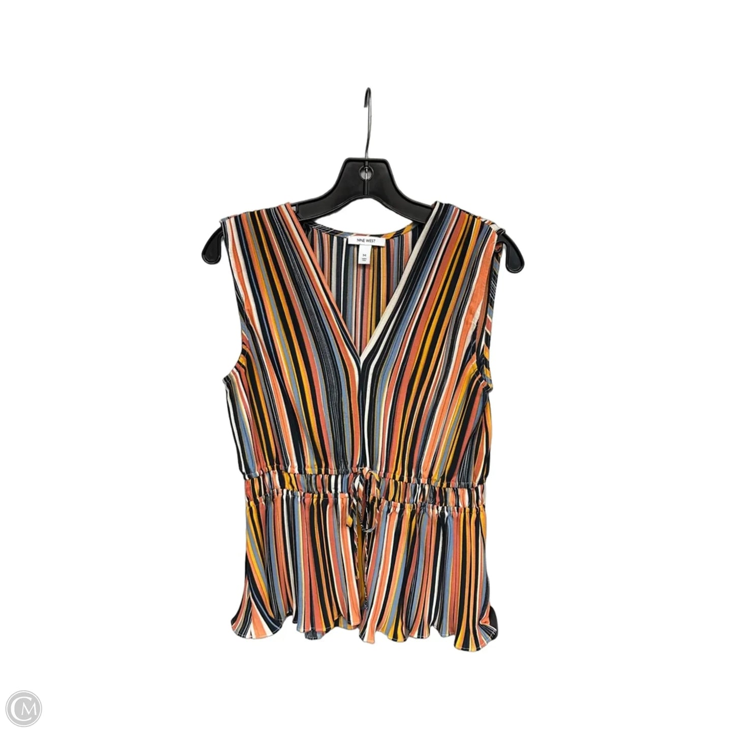 Top Sleeveless By Nine West In Orange & Yellow, Size: M
