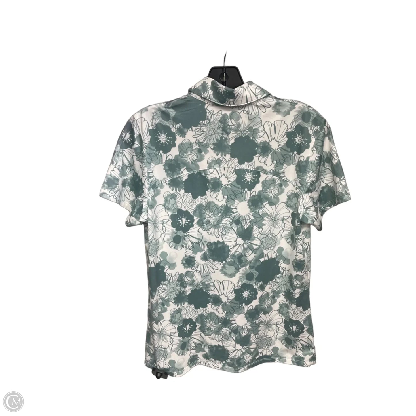 Athletic Top Short Sleeve By Puma In Green & White, Size: S