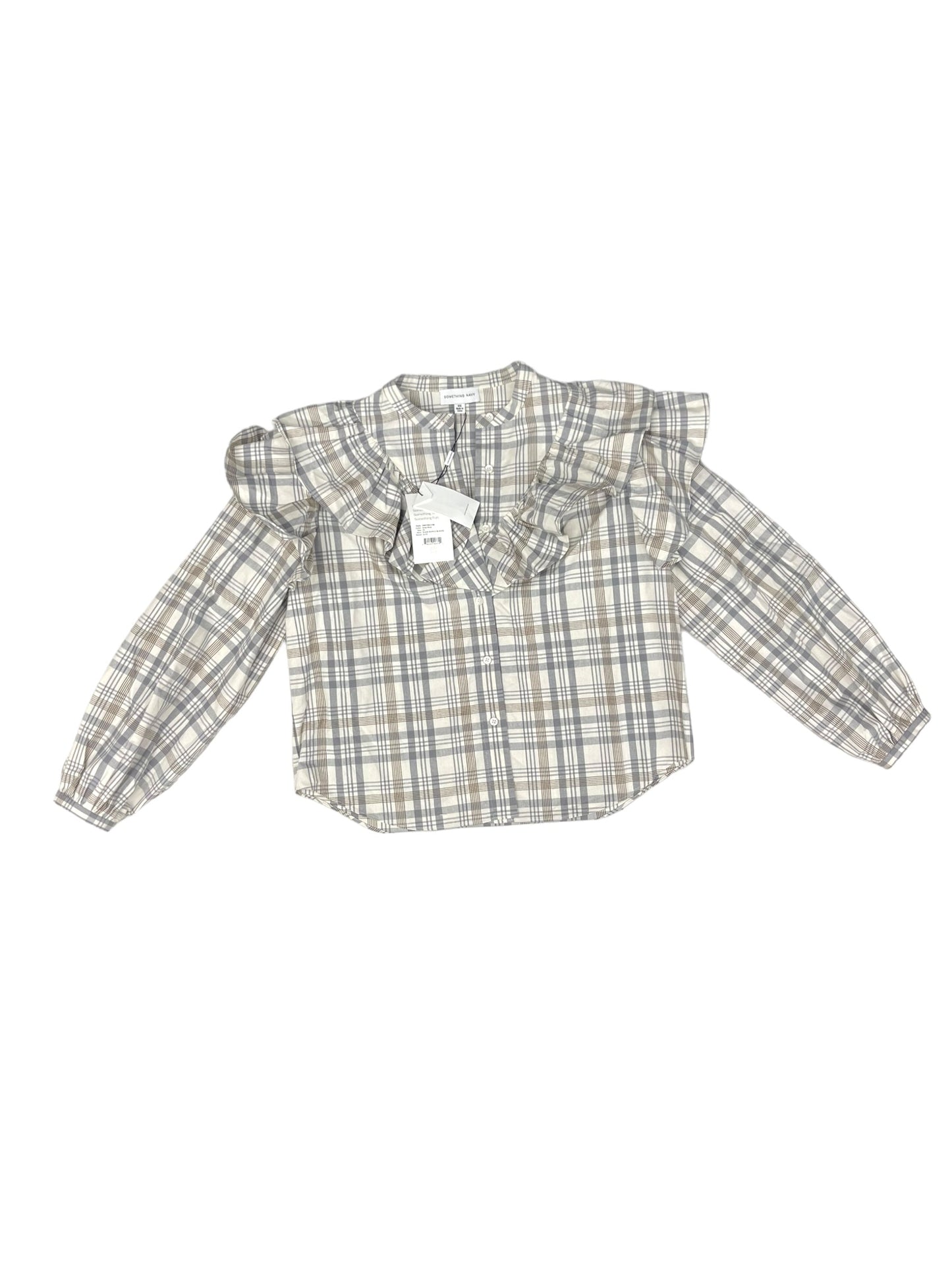 Top Long Sleeve By Something Navy In Polkadot Pattern, Size: Xs