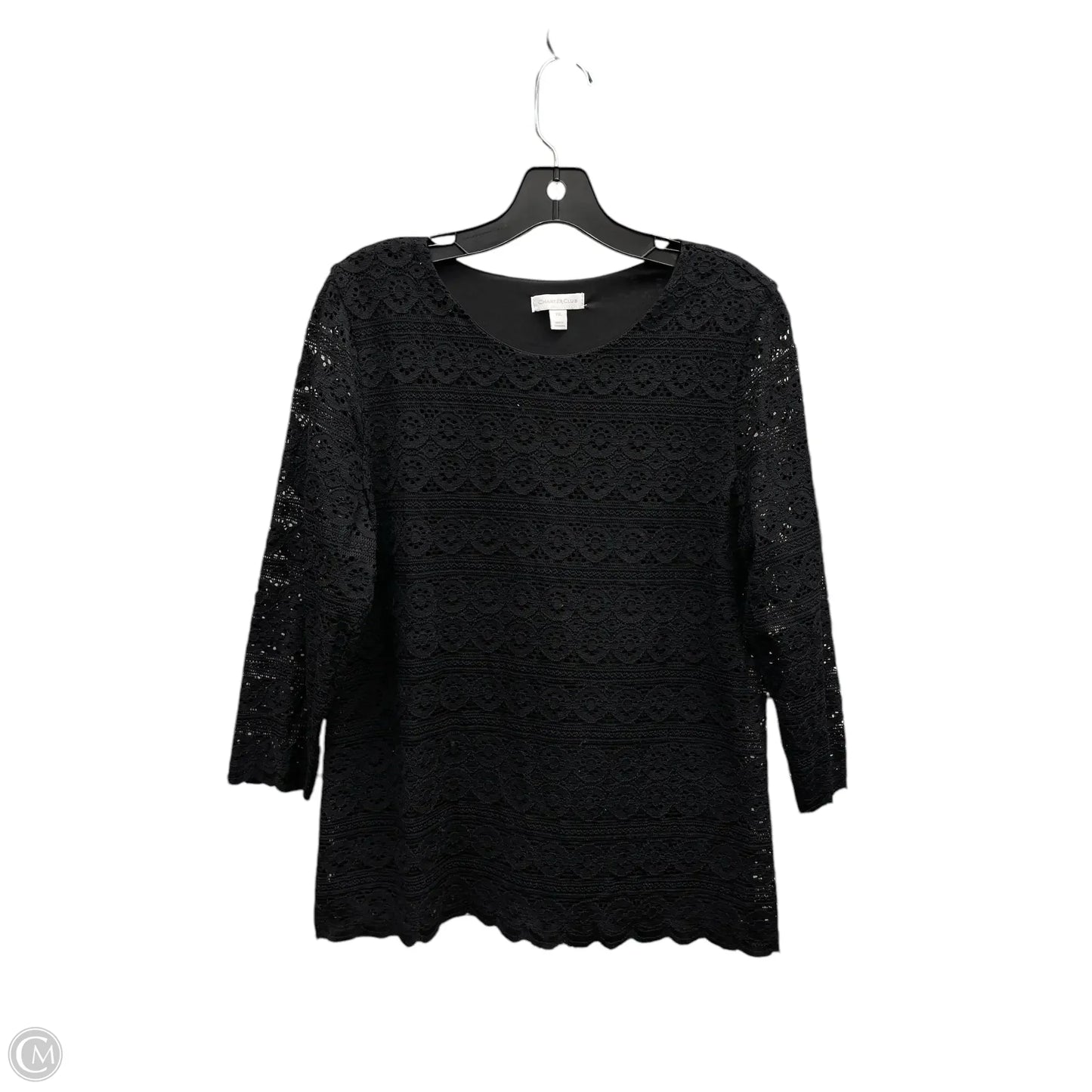 Top 3/4 Sleeve By Charter Club In Black, Size: Xlp