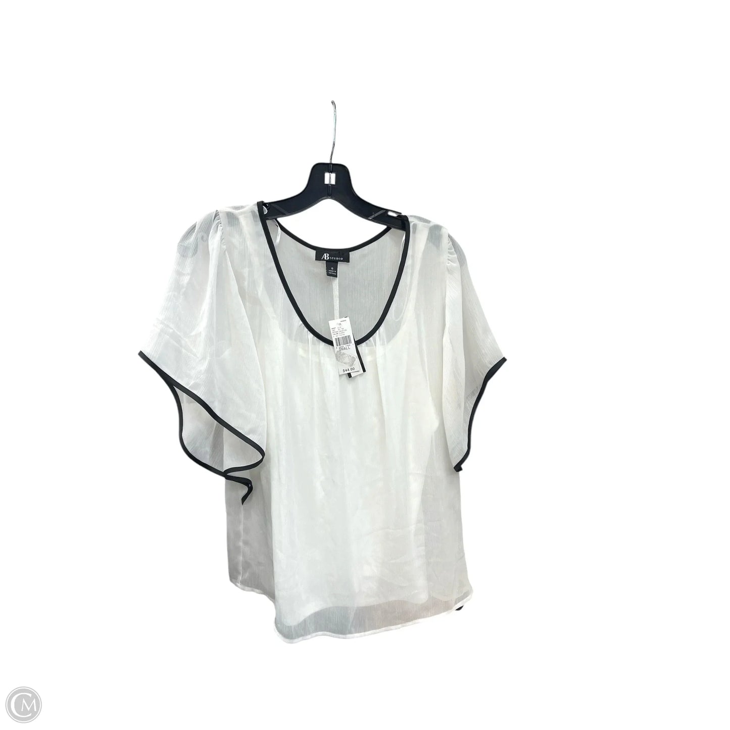 Top Short Sleeve By Ab Studio In White, Size: S