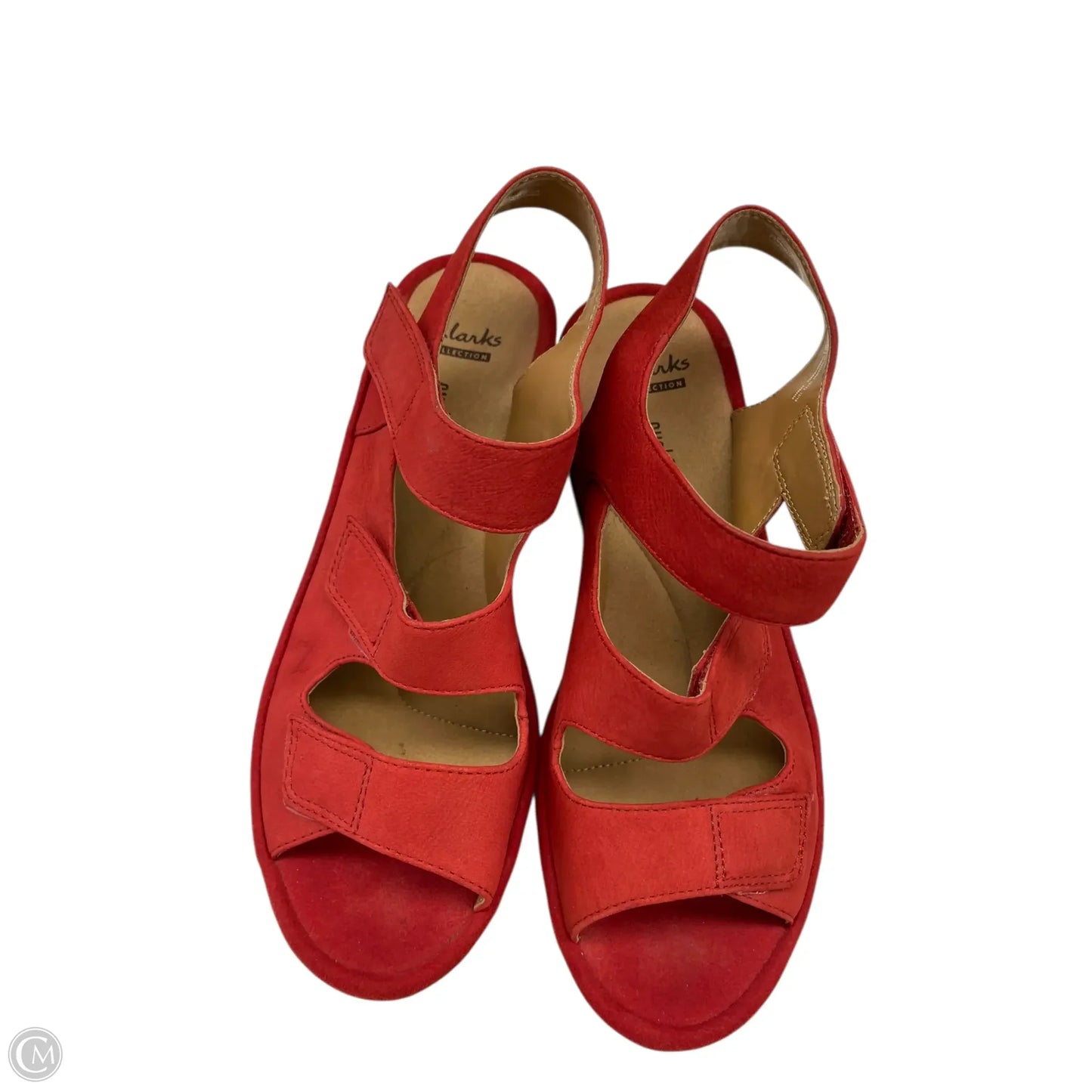 Sandals Heels Wedge By Clarks In Red, Size: 7