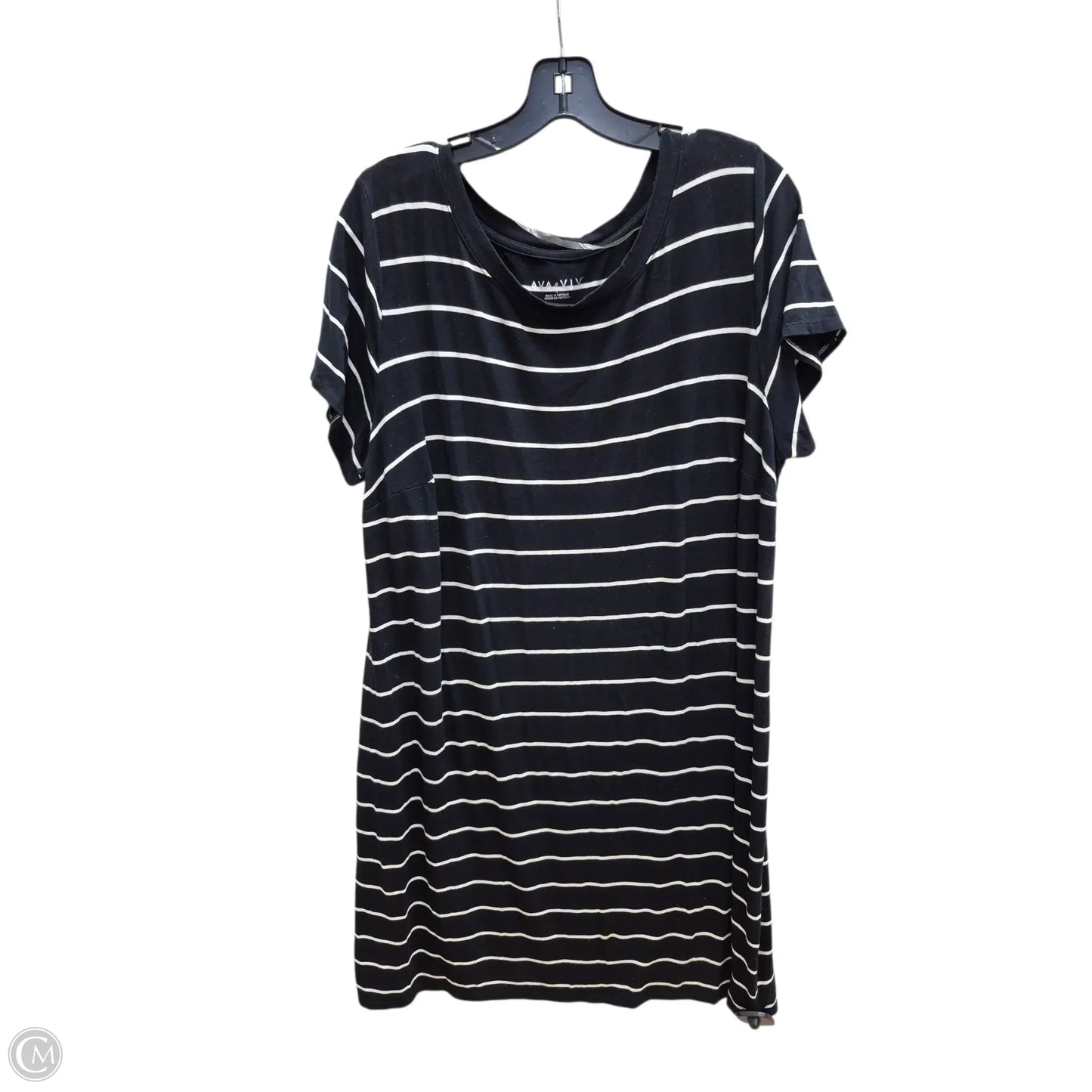 Dress Casual Midi By Ava & Viv In Black & White, Size: 1x