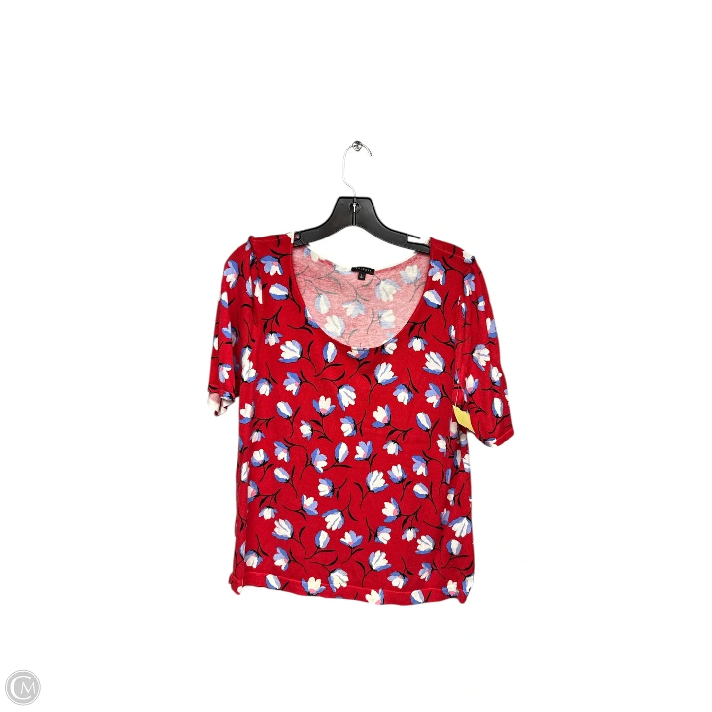 Top Short Sleeve By Talbots In Red & White, Size: L