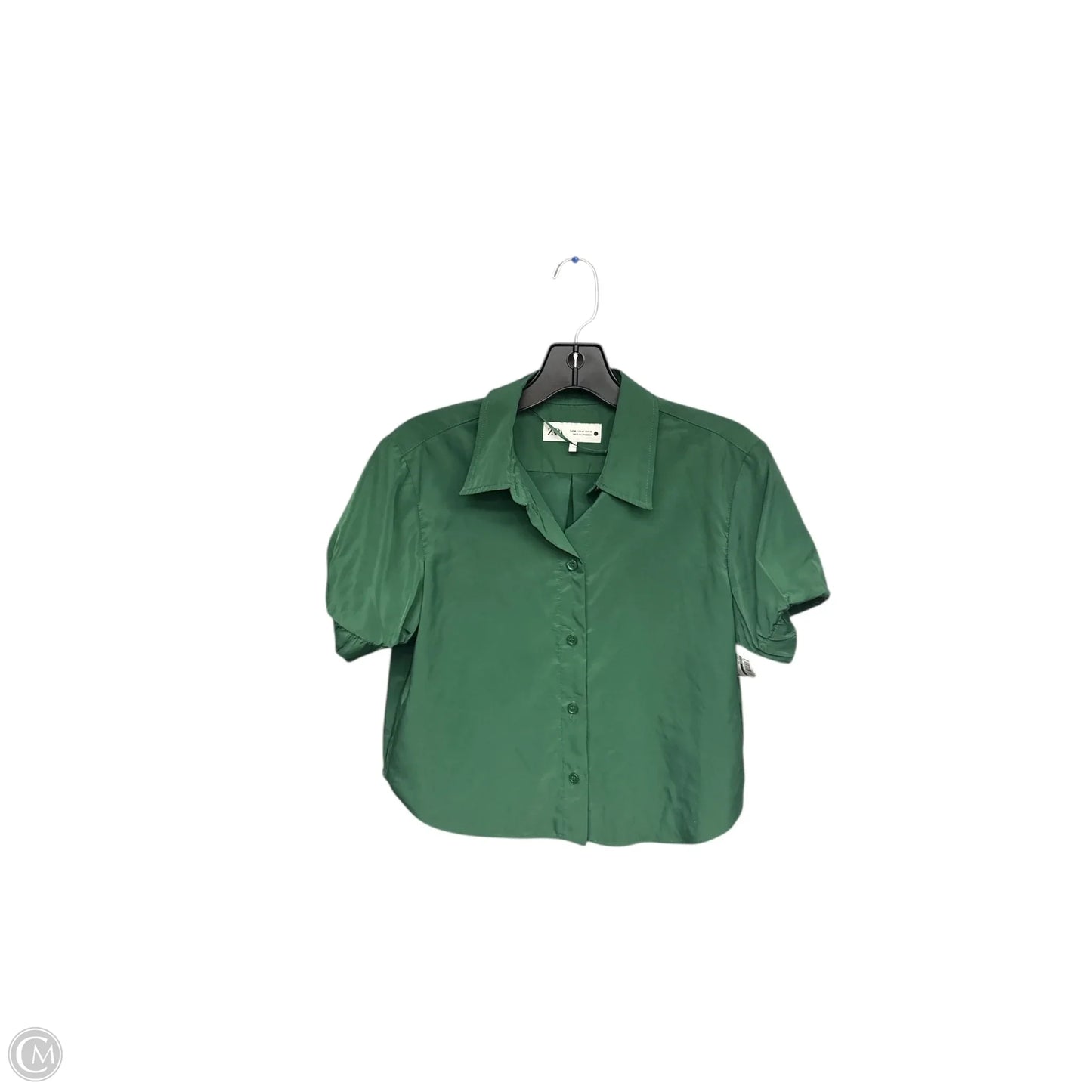 Top Short Sleeve By Zara In Green, Size: M