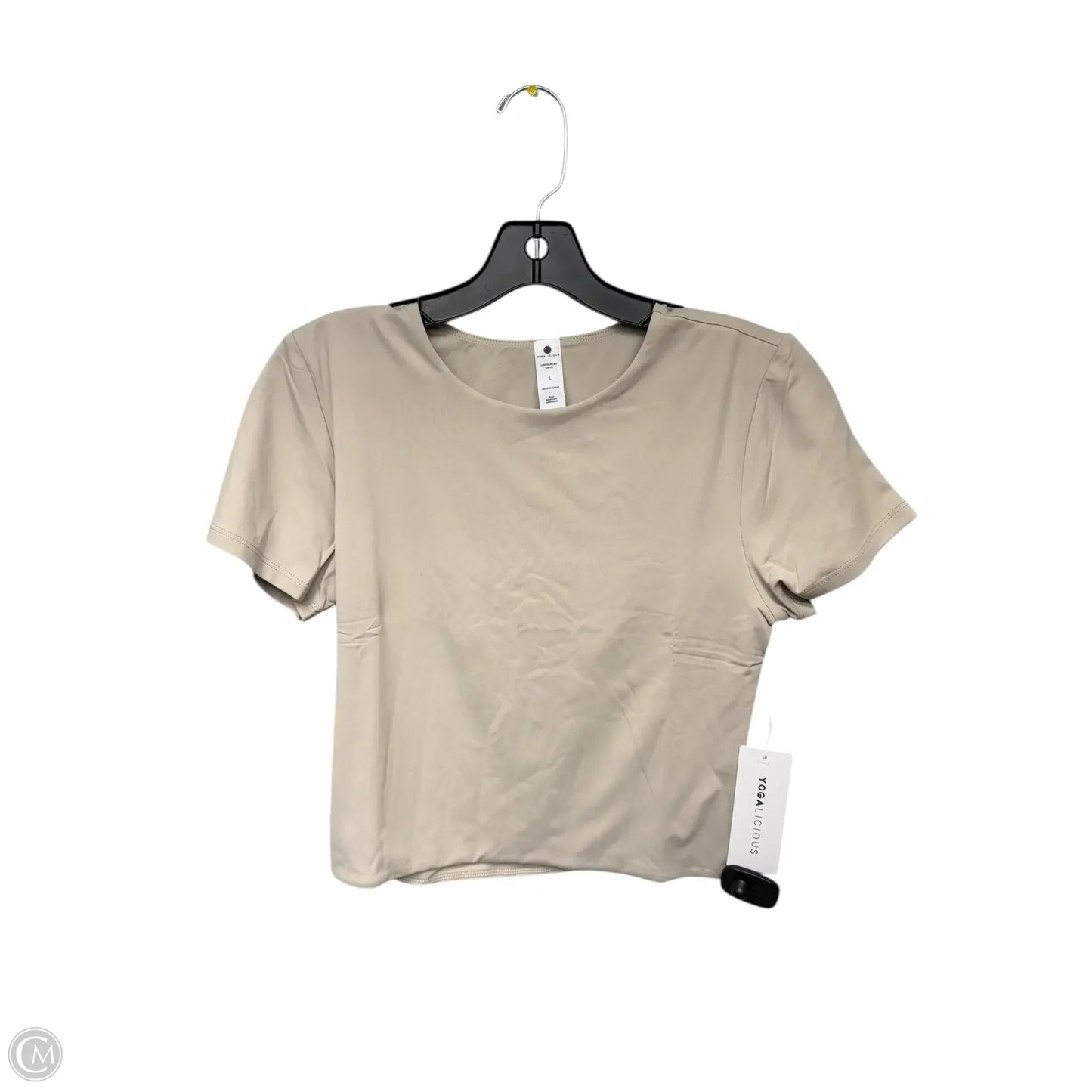 Athletic Top Short Sleeve By Yogalicious In Cream, Size: L
