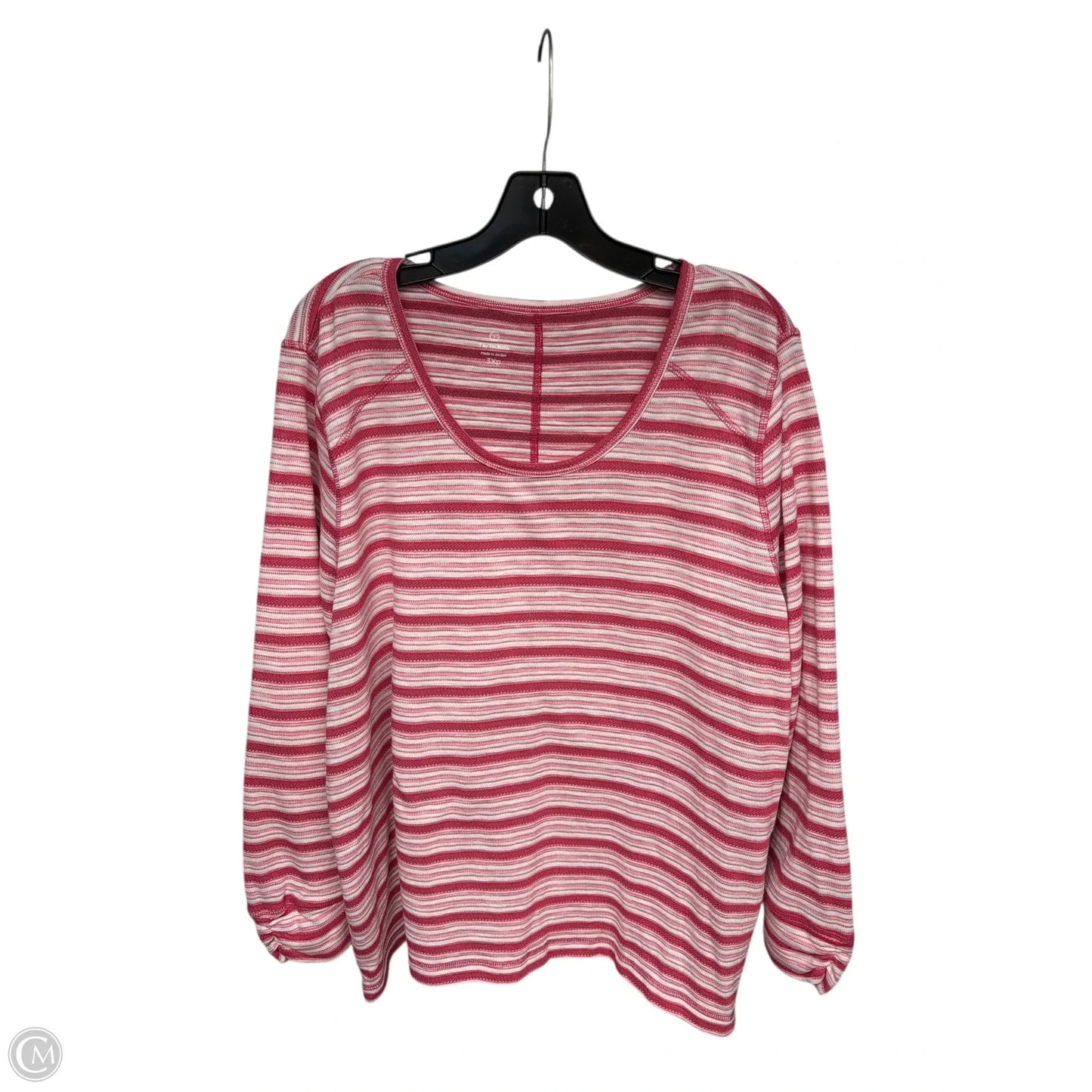 Top Long Sleeve By Talbots In Pink & White, Size: 3x