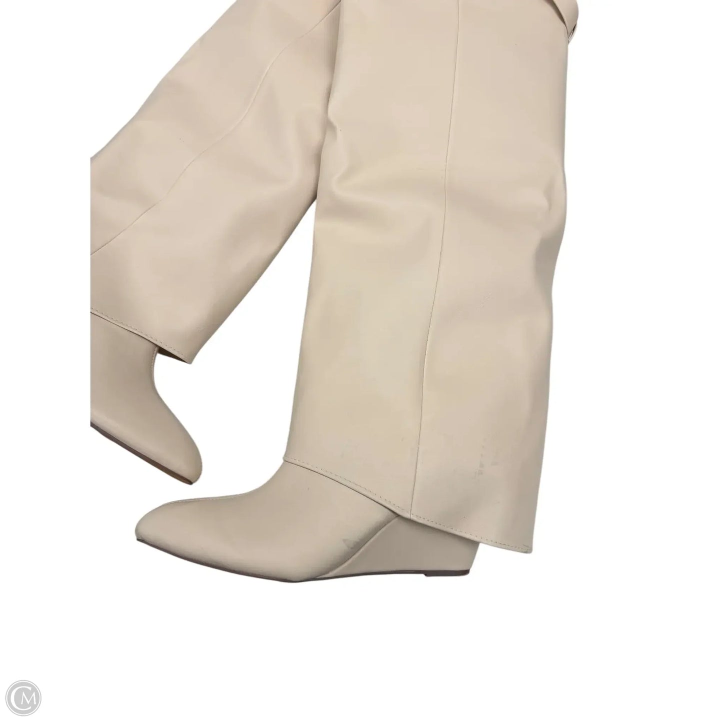 Boots Mid-calf Heels By Clothes Mentor In Cream, Size: 8.5