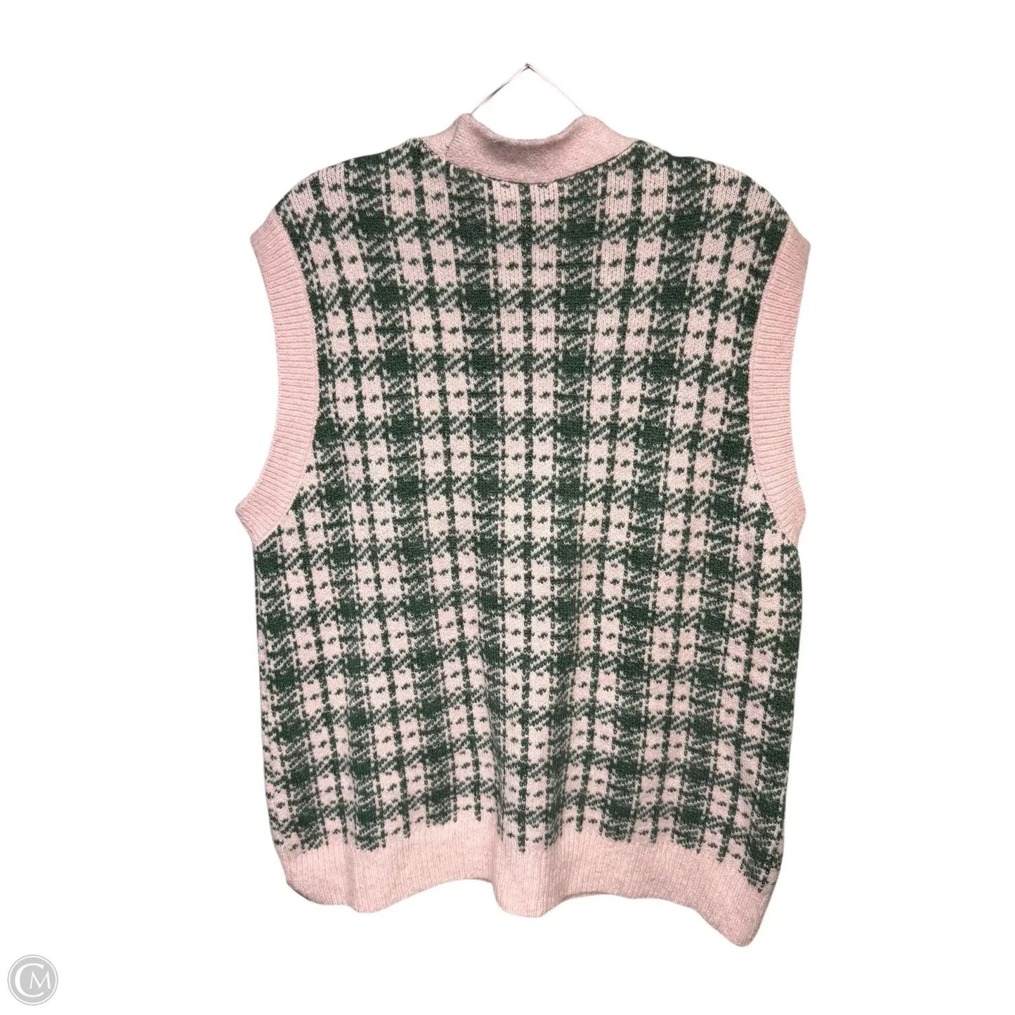 Vest Sweater By Zara In Green & Pink, Size: M