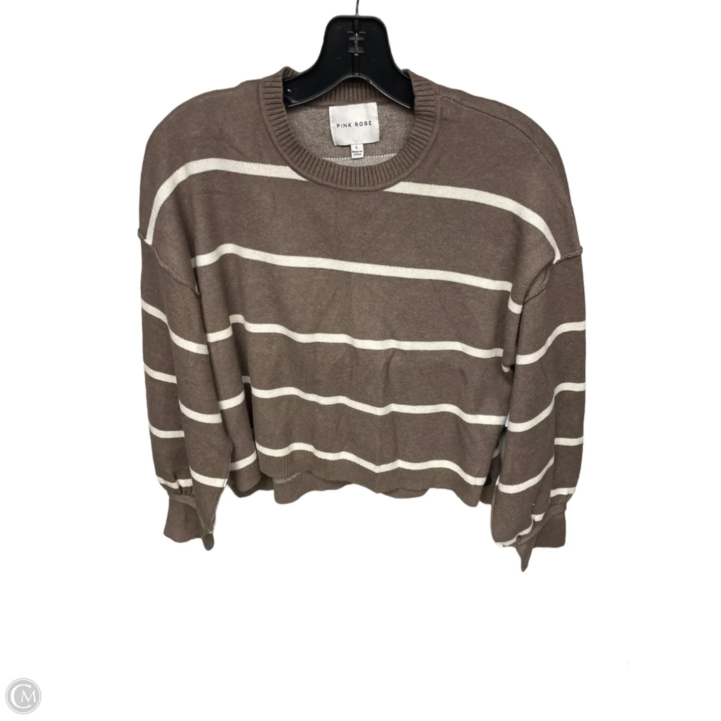 Sweater By Pink Rose In Brown, Size: L