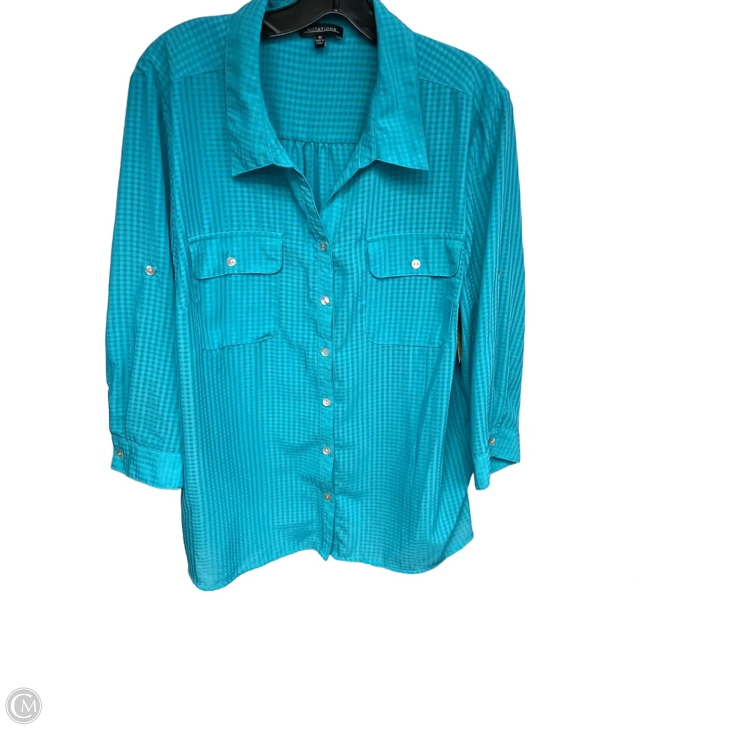 Top Long Sleeve By Notations In Aqua, Size: Xl