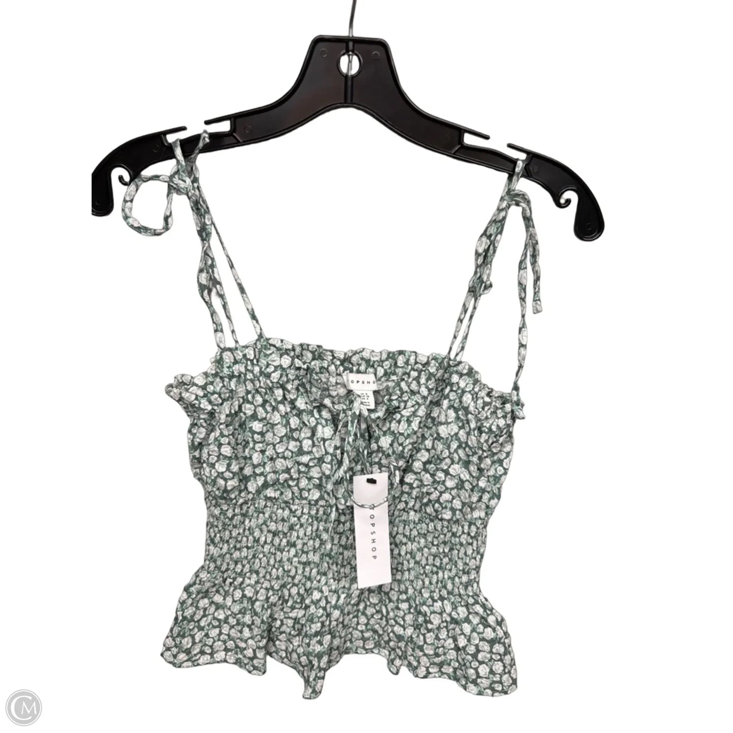 Top Sleeveless By Top Shop In Green & White, Size: 4