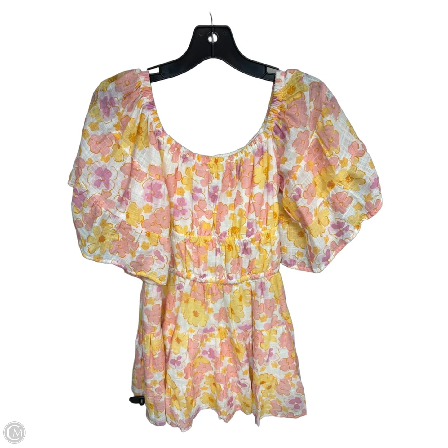 Dress Casual Midi By Clothes Mentor In Pink & Yellow, Size: S