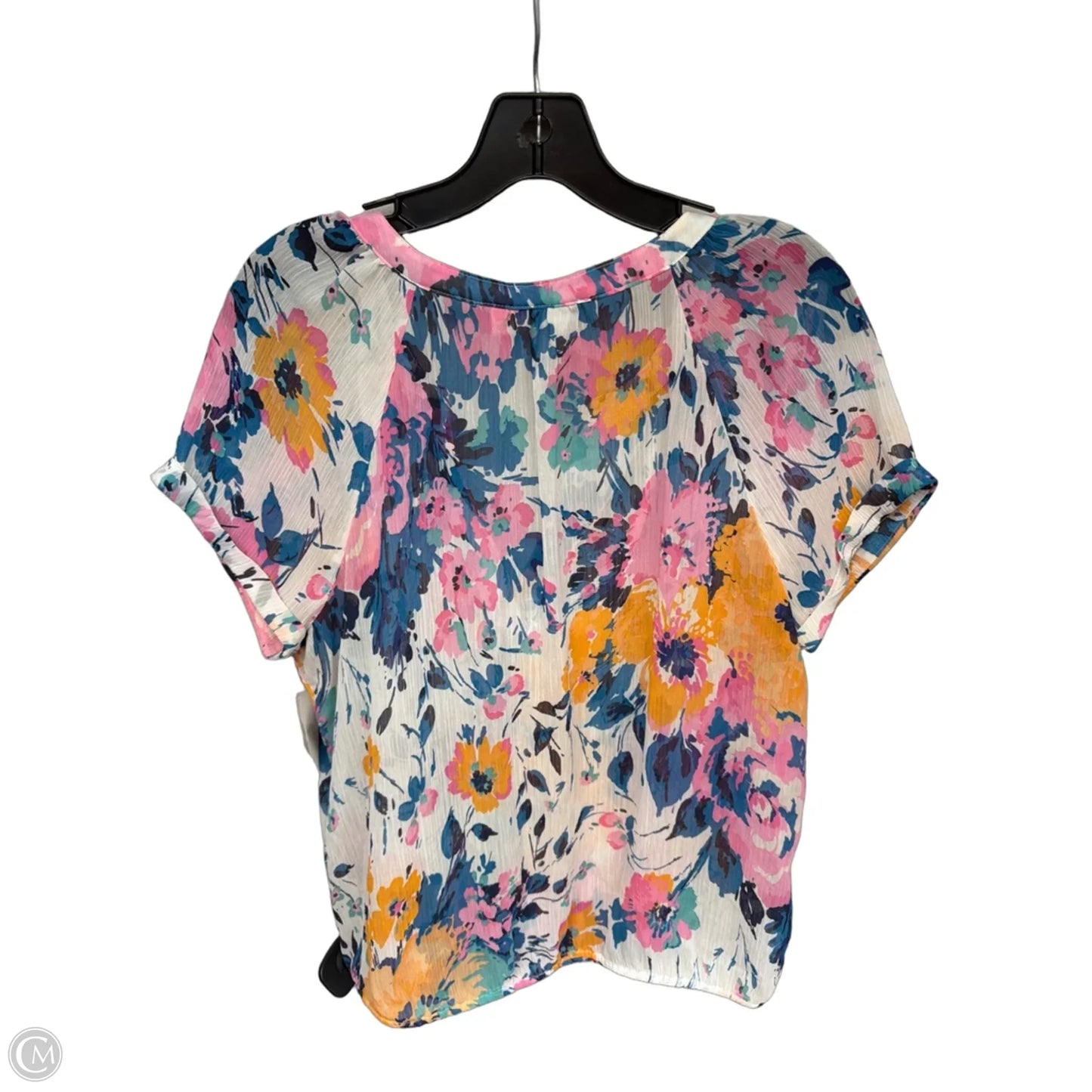 Top Short Sleeve By St Johns Bay In Pink & White, Size: Lp
