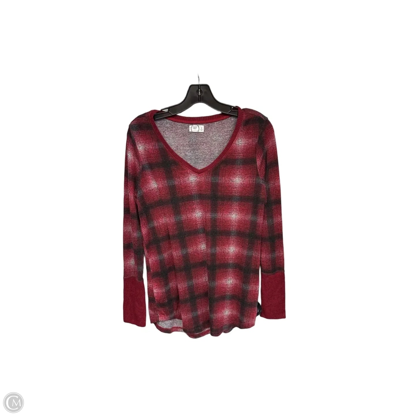 Top Long Sleeve By Maurices In Plaid Pattern, Size: M