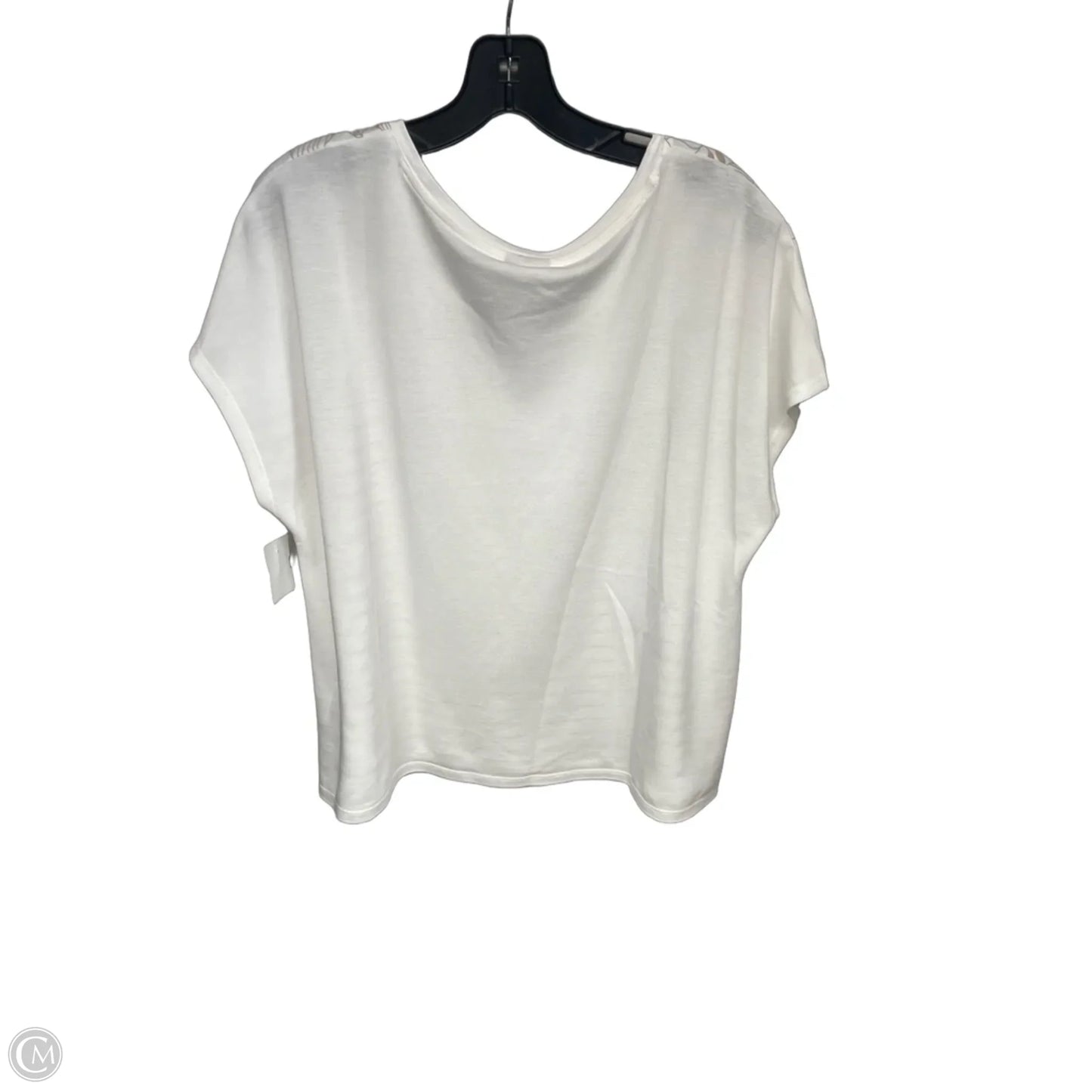 Top Short Sleeve By Chicos In Tan & White, Size: Xl