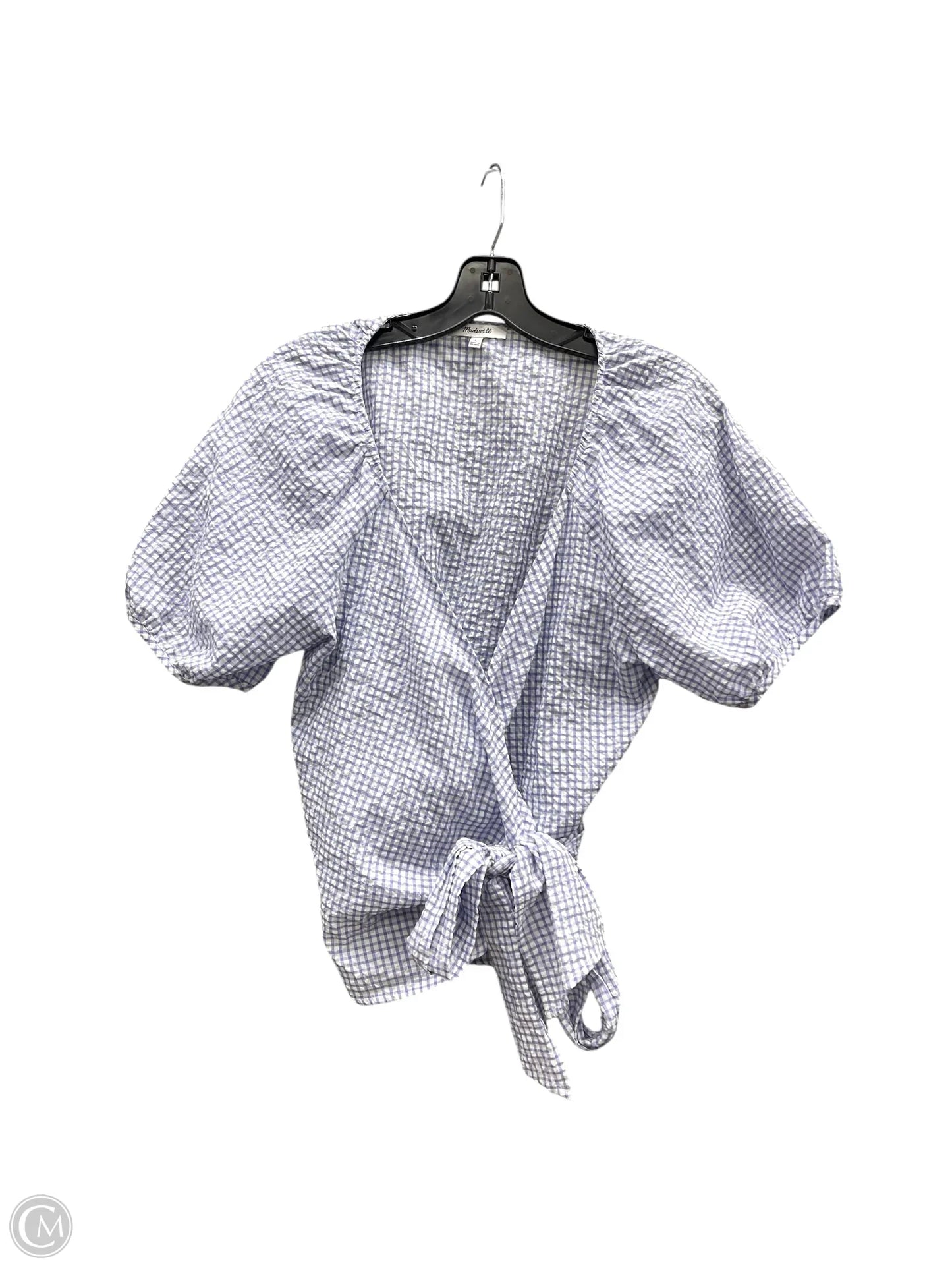 Top Short Sleeve By Madewell In Checkered Pattern, Size: L