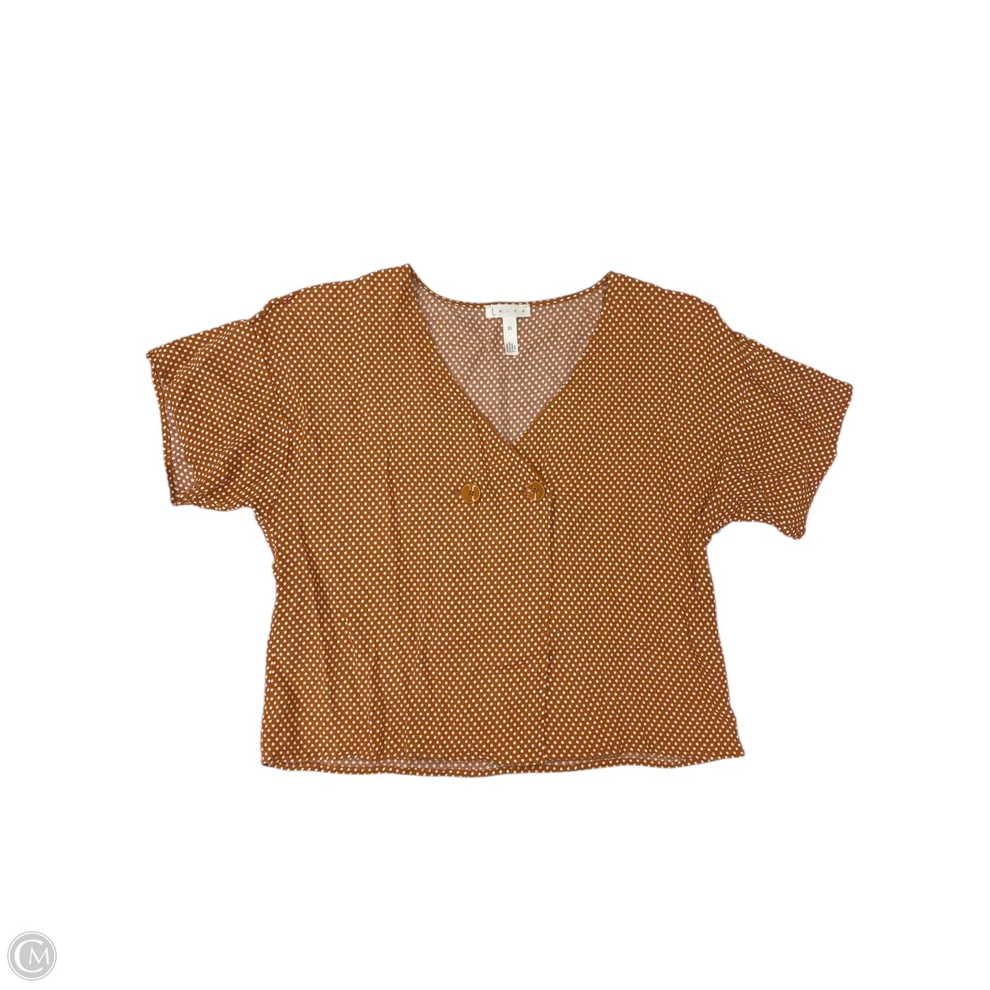 Top Short Sleeve By Leith In Polkadot Pattern, Size: Xs