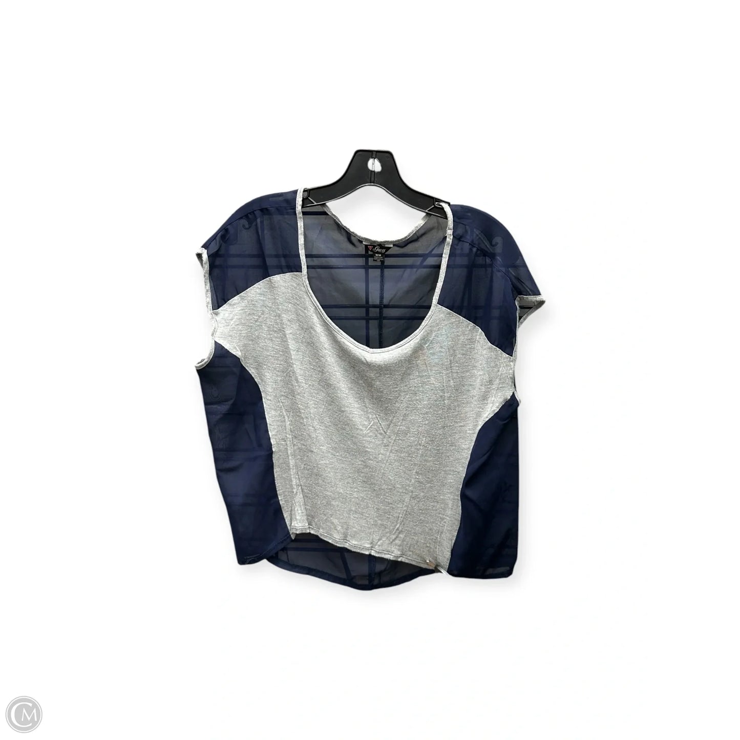 Top Short Sleeve By Guess In Blue & Grey, Size: M