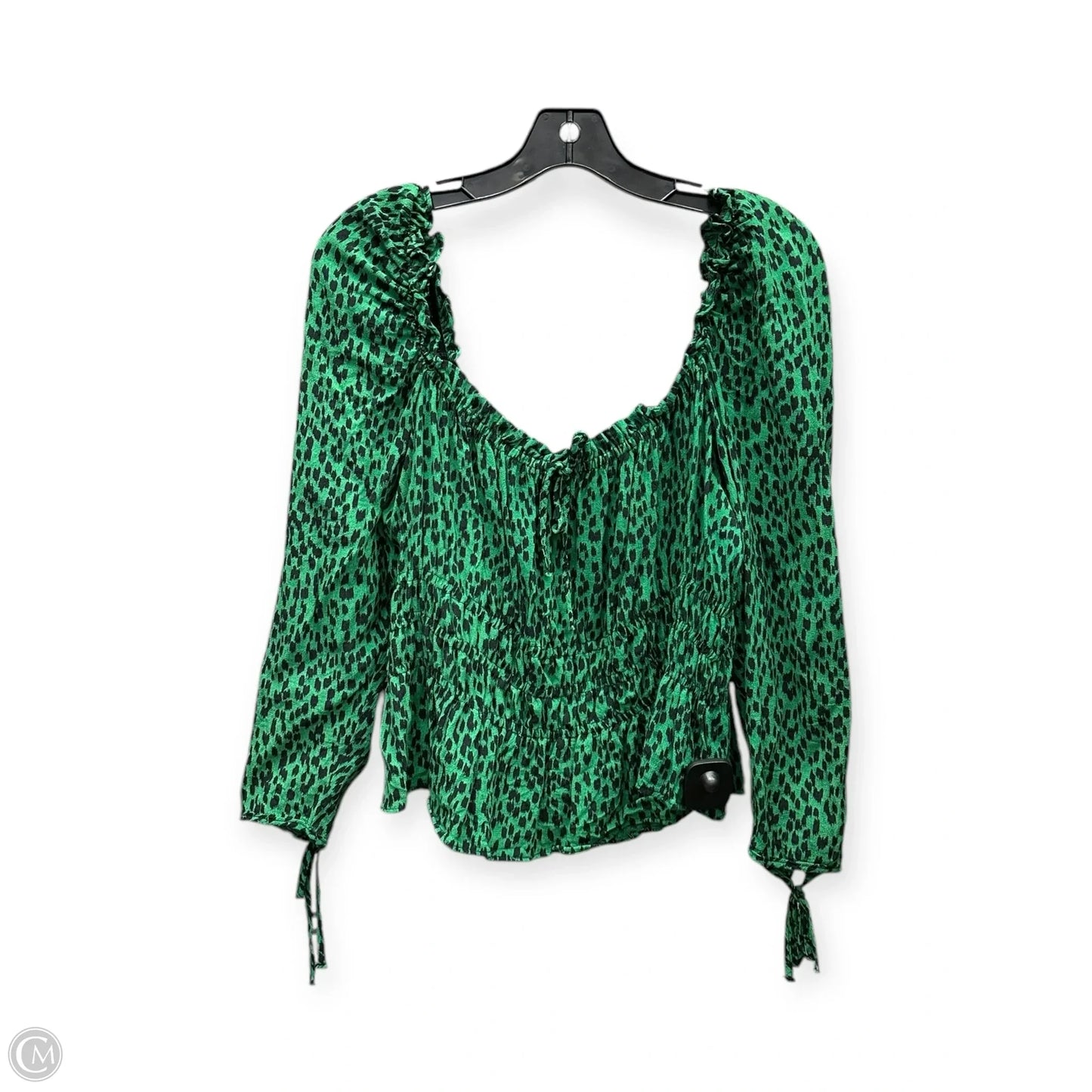 Top Long Sleeve By Topshop In Black & Green, Size: 12