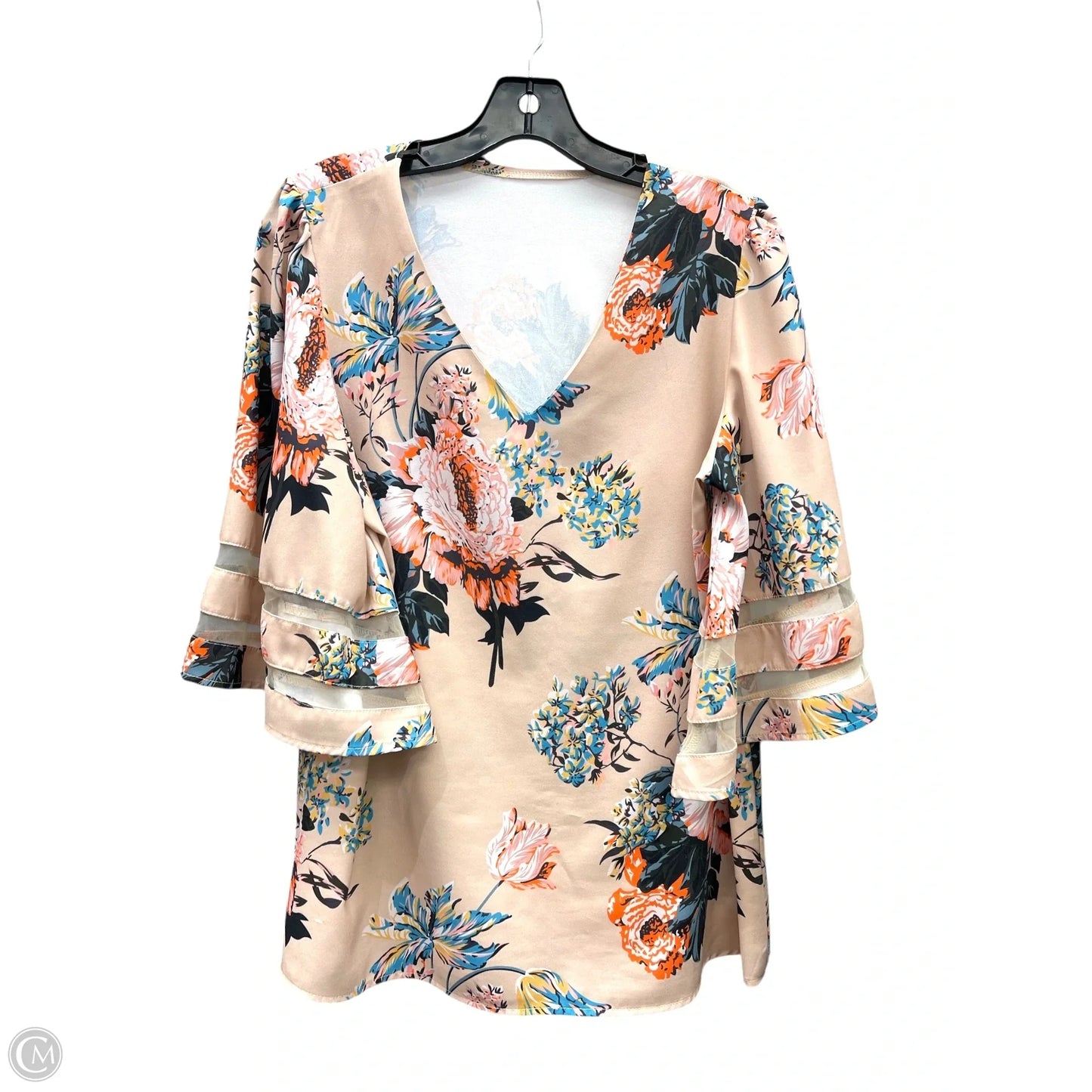 Top Short Sleeve By Clothes Mentor In Orange & Tan, Size: M