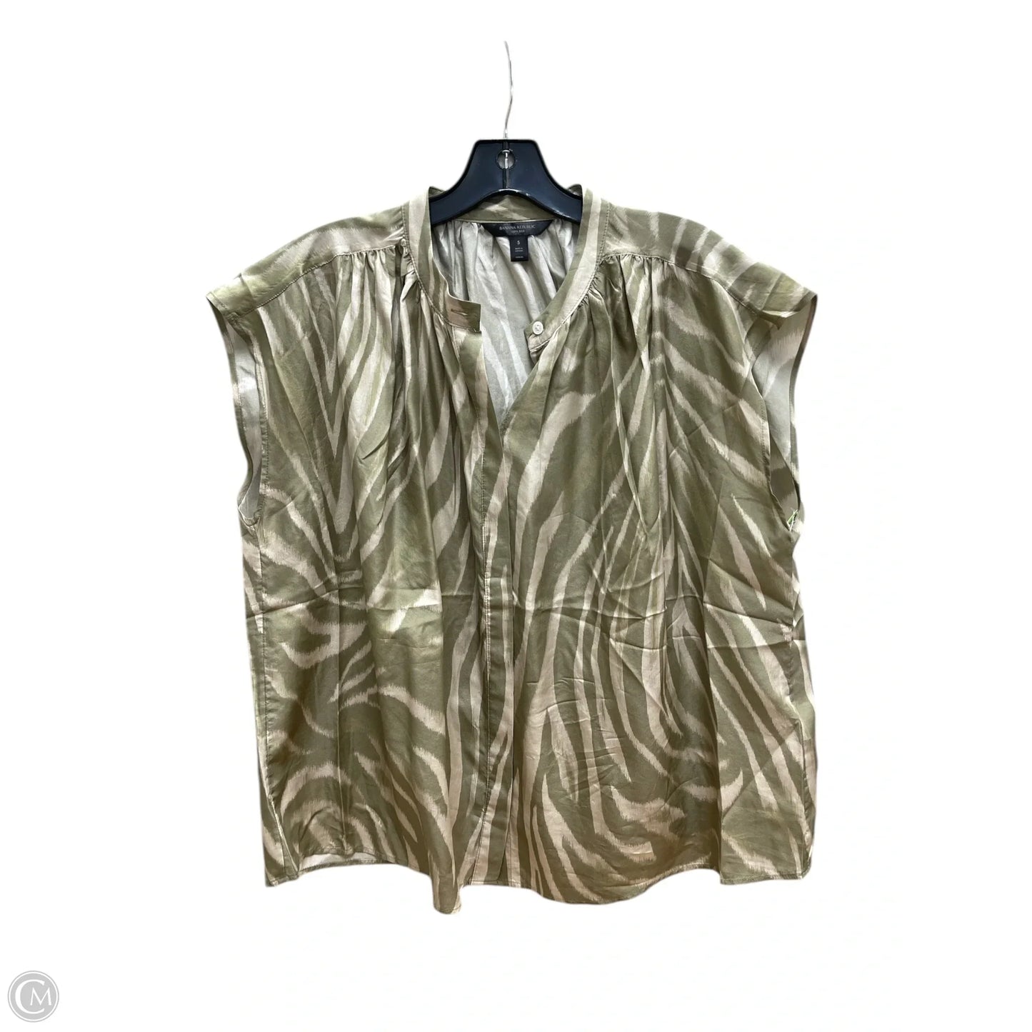 Top Sleeveless By Banana Republic In Cream & Green, Size: S