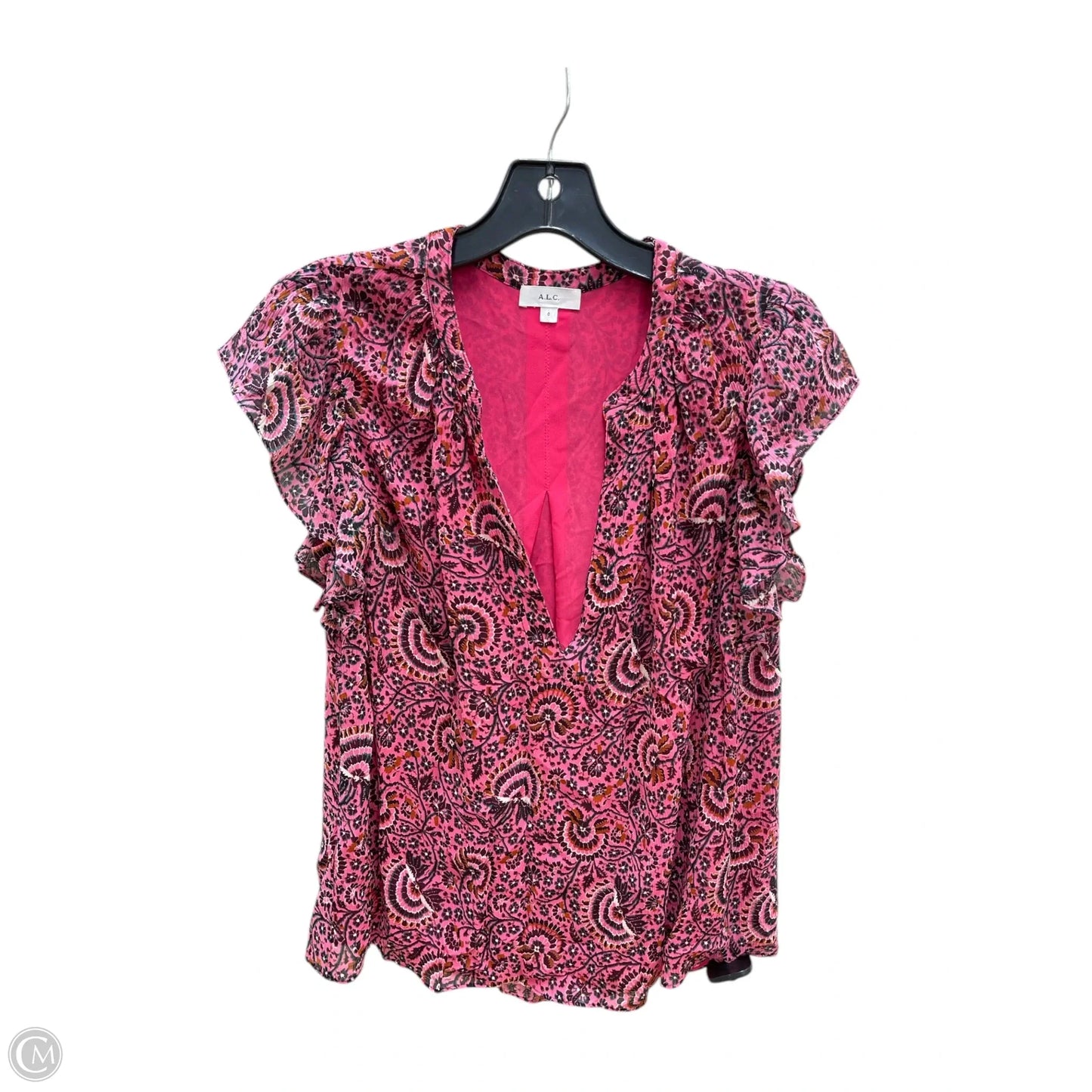 Top Short Sleeve By Alc In Black & Pink, Size: 0