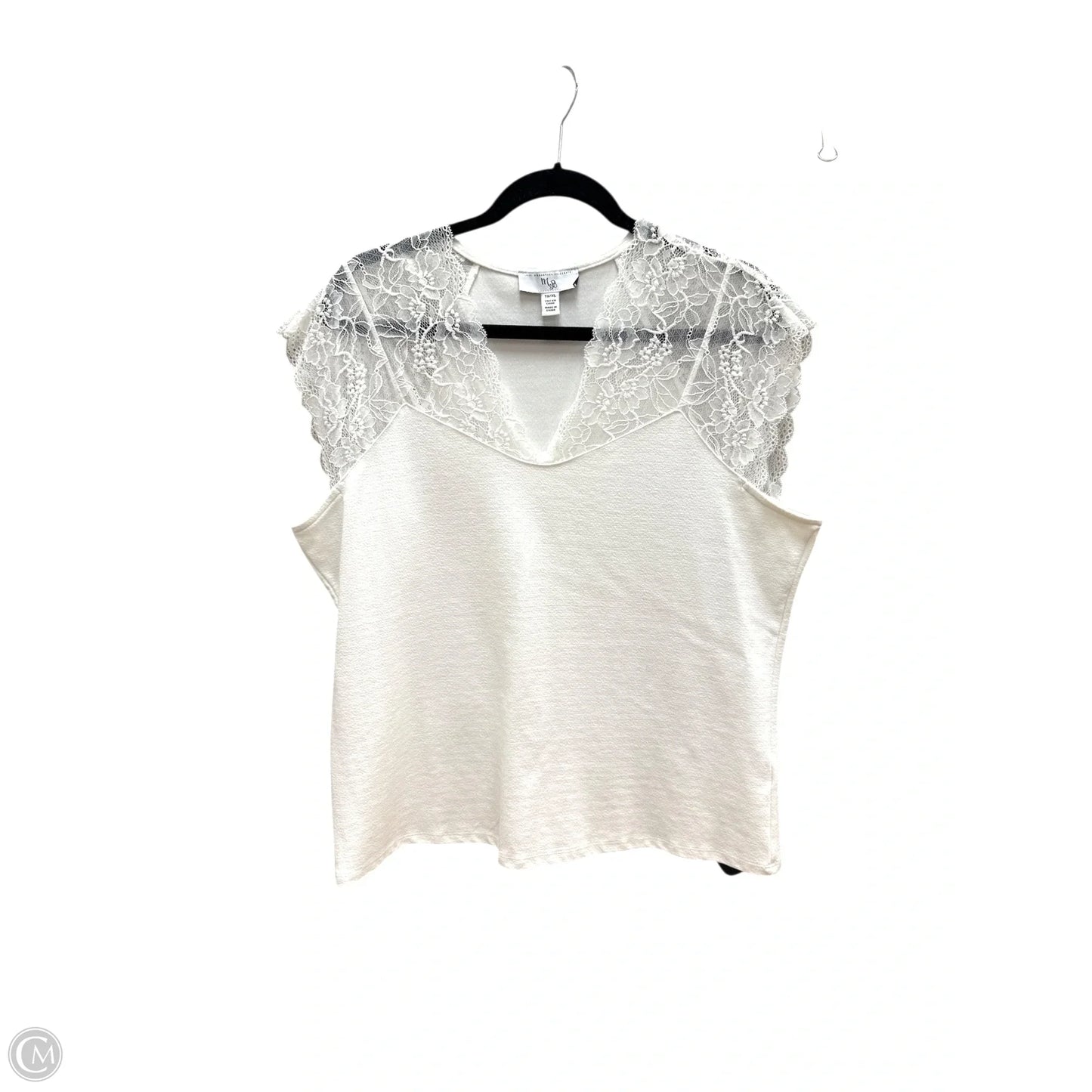 Top Short Sleeve By Clothes Mentor In Ivory, Size: Xl