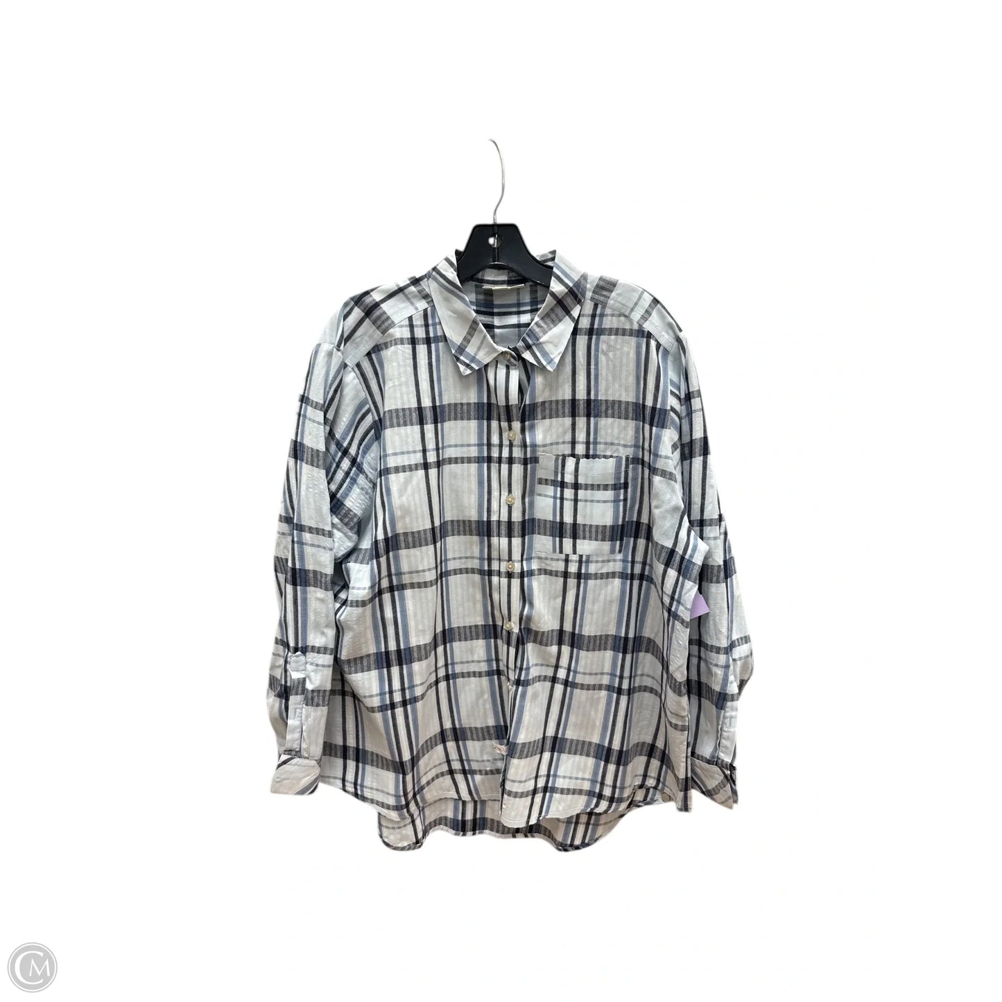 Top Long Sleeve By Style And Company In Plaid Pattern, Size: 1x