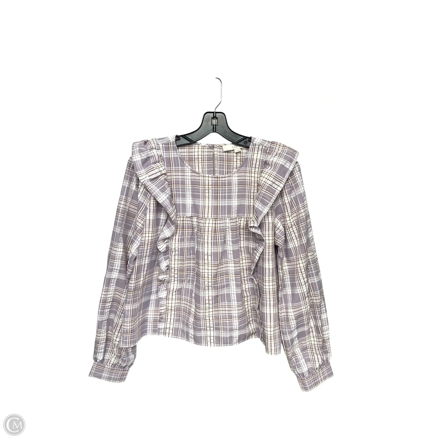 Top Long Sleeve By Loft In Plaid Pattern, Size: M
