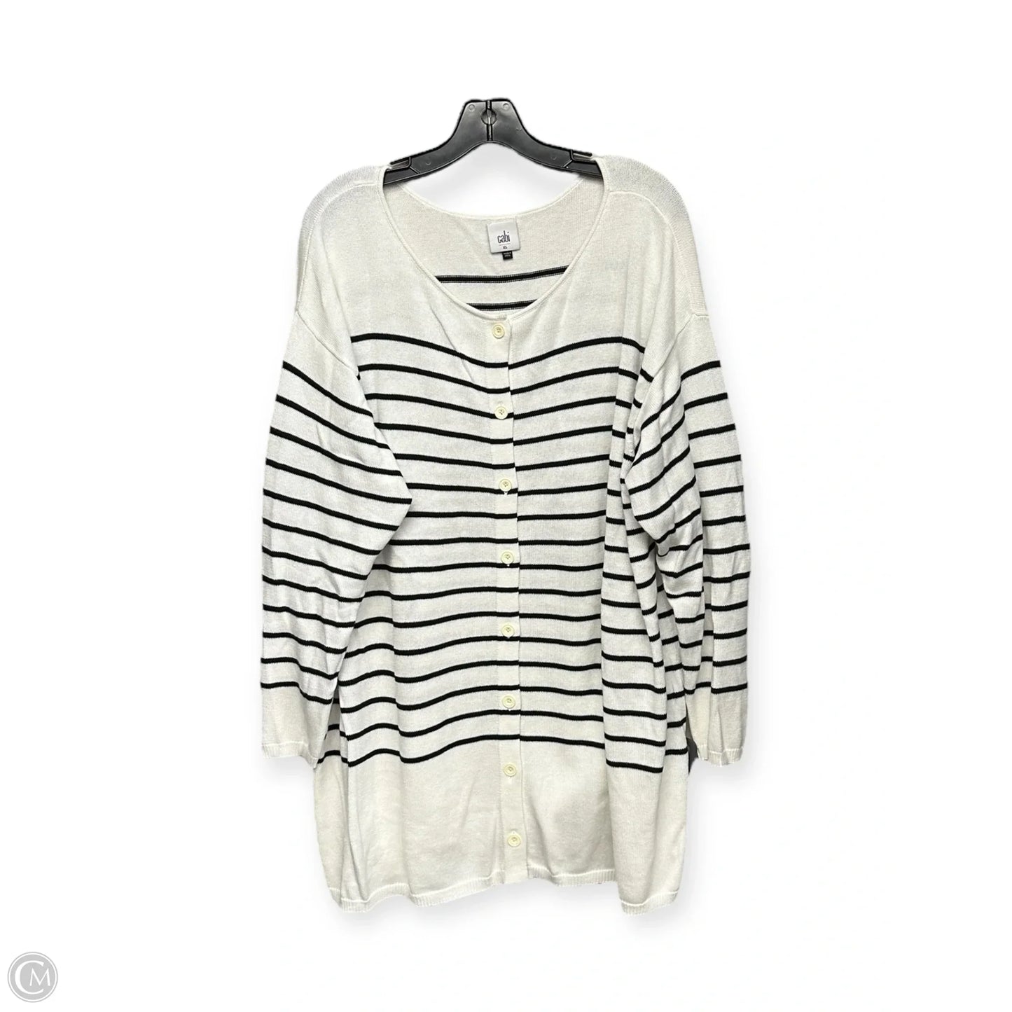 Sweater Cardigan By Cabi In Striped Pattern, Size: Xl