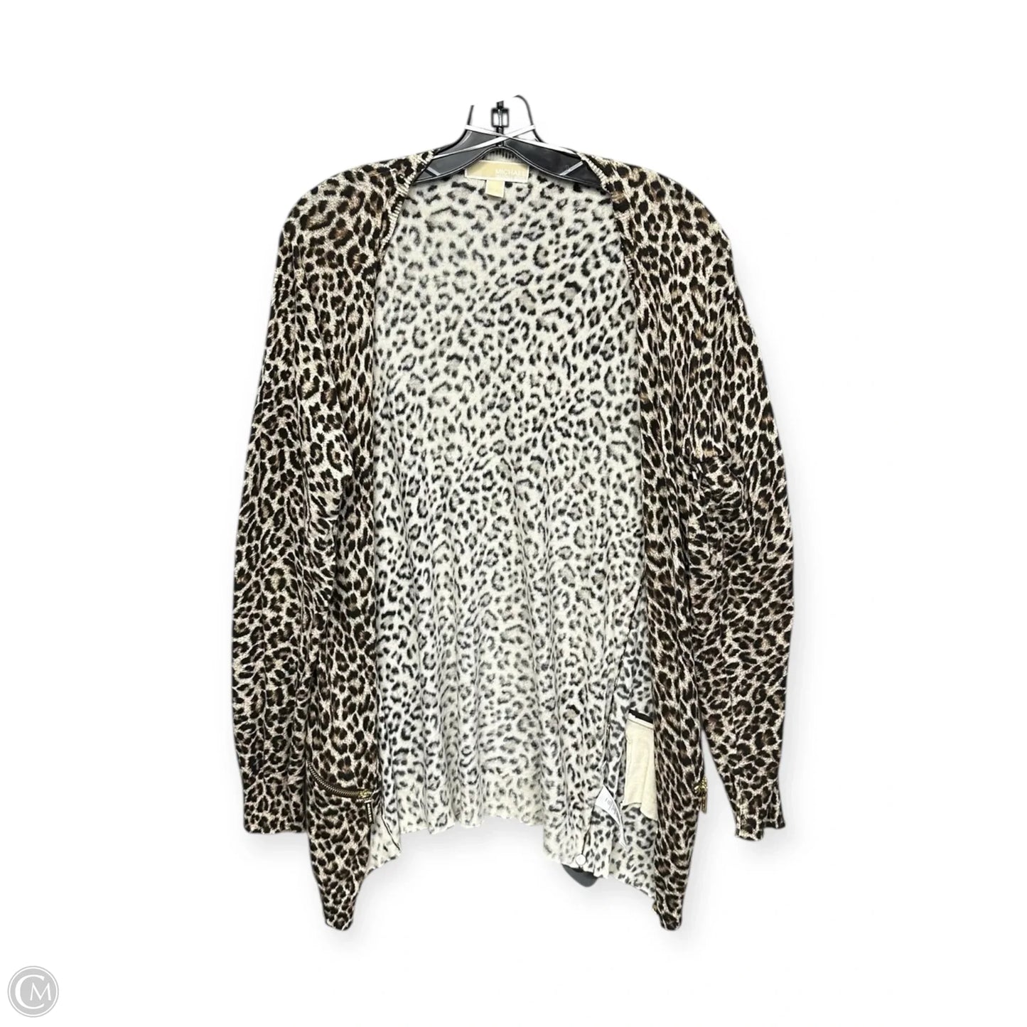 Cardigan Designer By Michael Kors In Leopard Print, Size: L